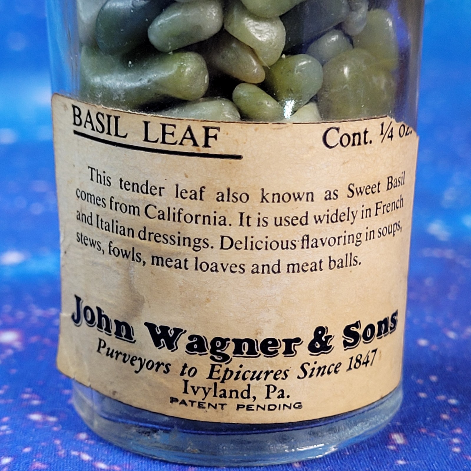 4oz Serpentine Crystal Tumbles in Apothecary Vintage Glass Jar Wagner Spice