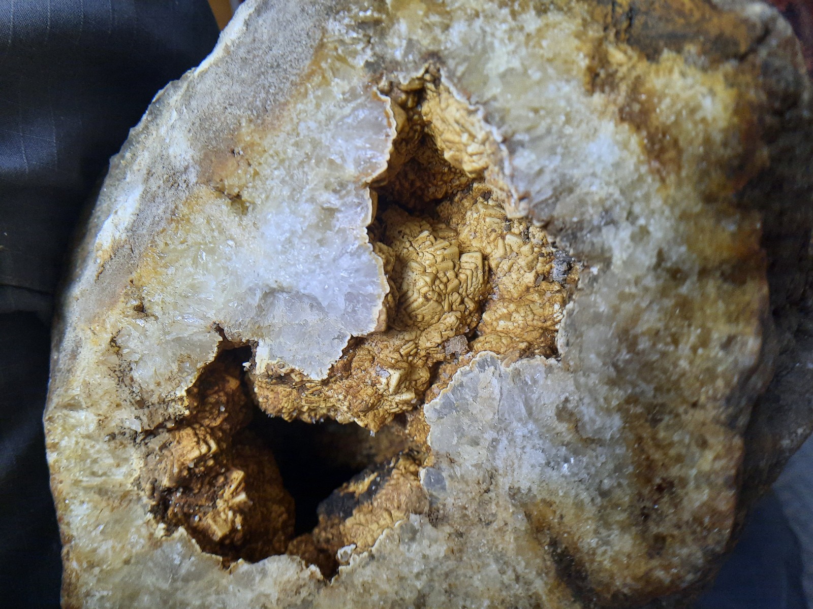 Giant Brown Calcite Geode with Crinoid Fossils. Southern KY. 9X8X8″, 17.2 LBS