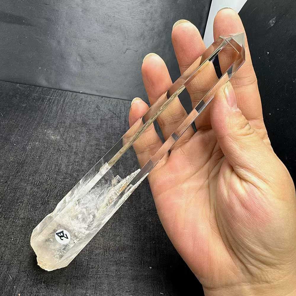 397g Natural White Quartz Obelisk Energy Crystal Point Wand Reiki Decor+Stand