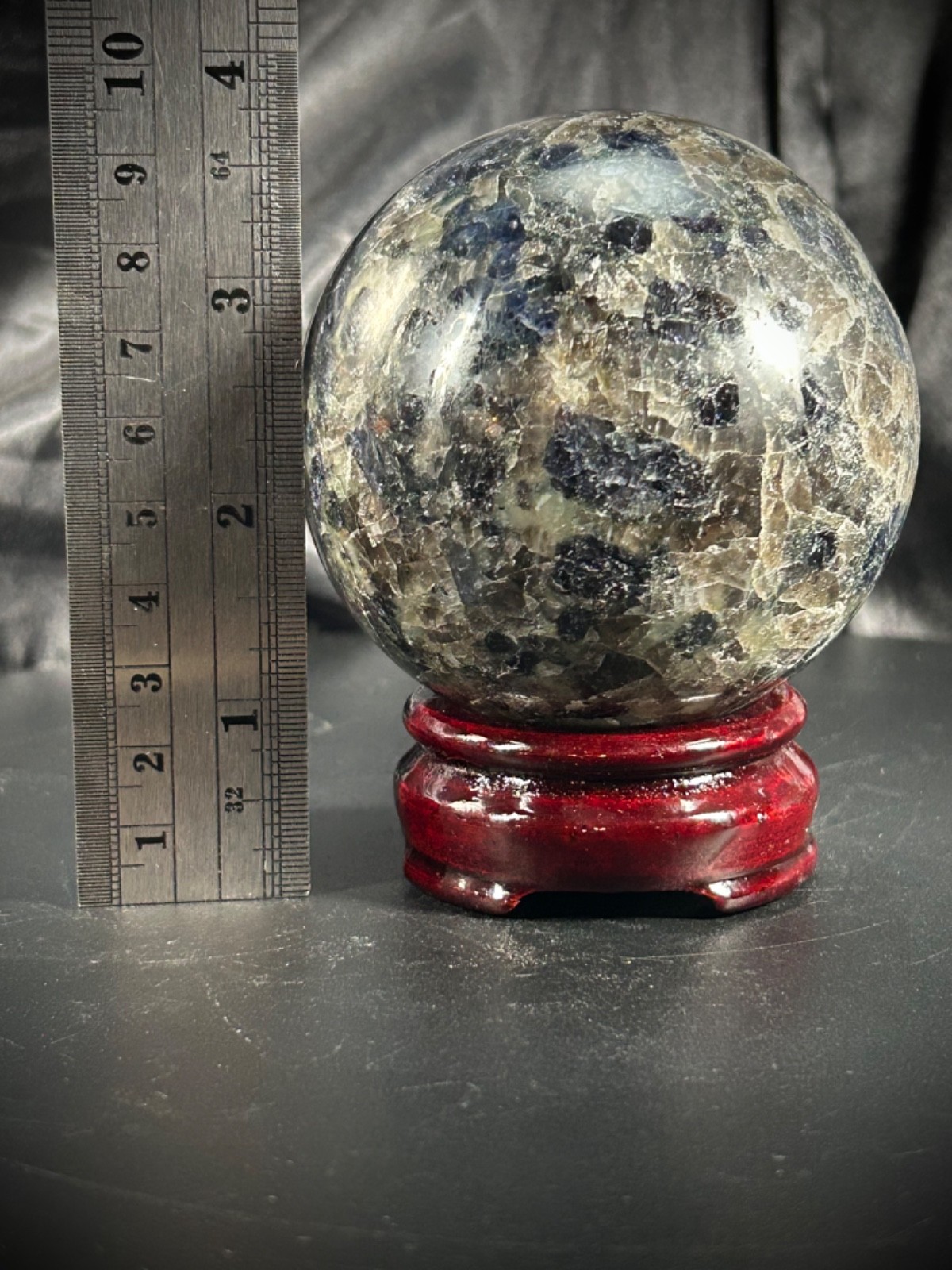 Perfectly Imperfect SALE 3.06″ Iolite Sphere With Wood Stand (SEE DETAILS)