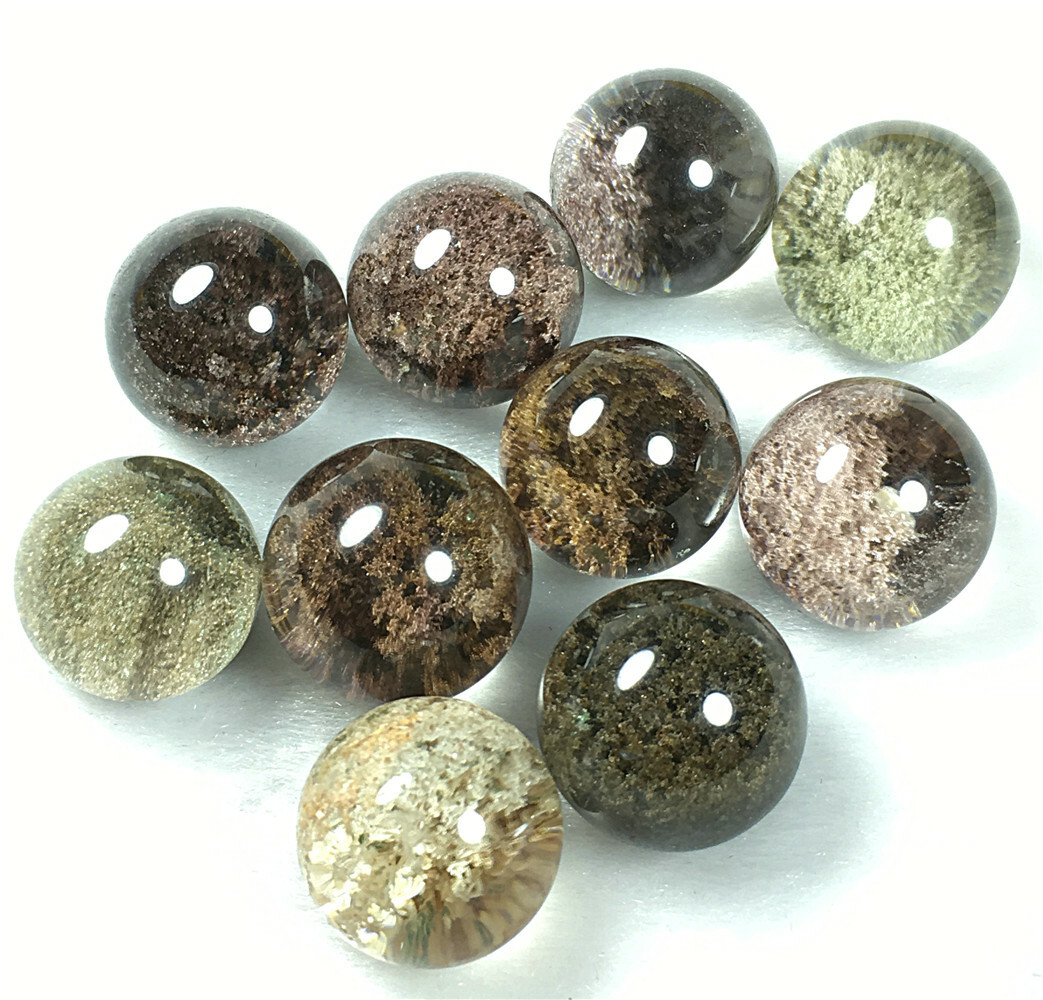 10PCS Natural White/Green/Red /Brown Garden Phantom Quartz Crystal Sphere Ball