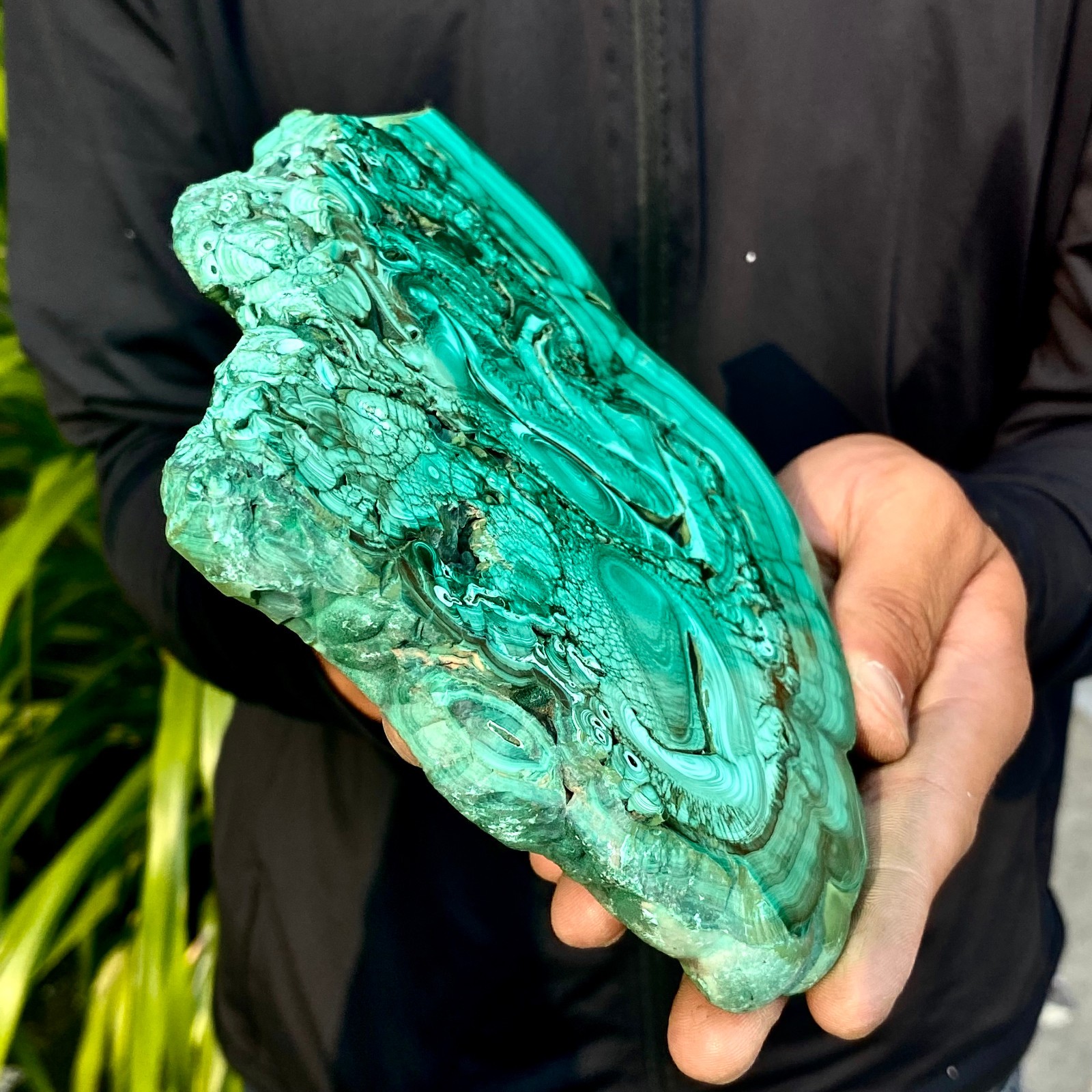 1.58LB Natural Green Malachite Crystal Flaky Pattern Ore Specimen Quartz Healing