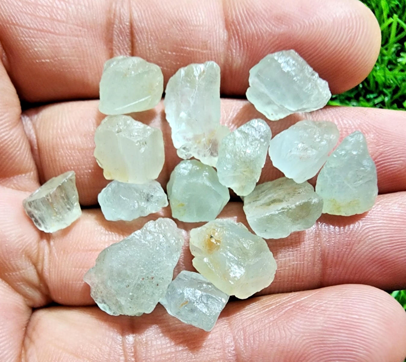 14 Pcs Mickey Aquamarine Gemstone Rough Lot 9-16 mm Aquamarine Rough Stone Bulk