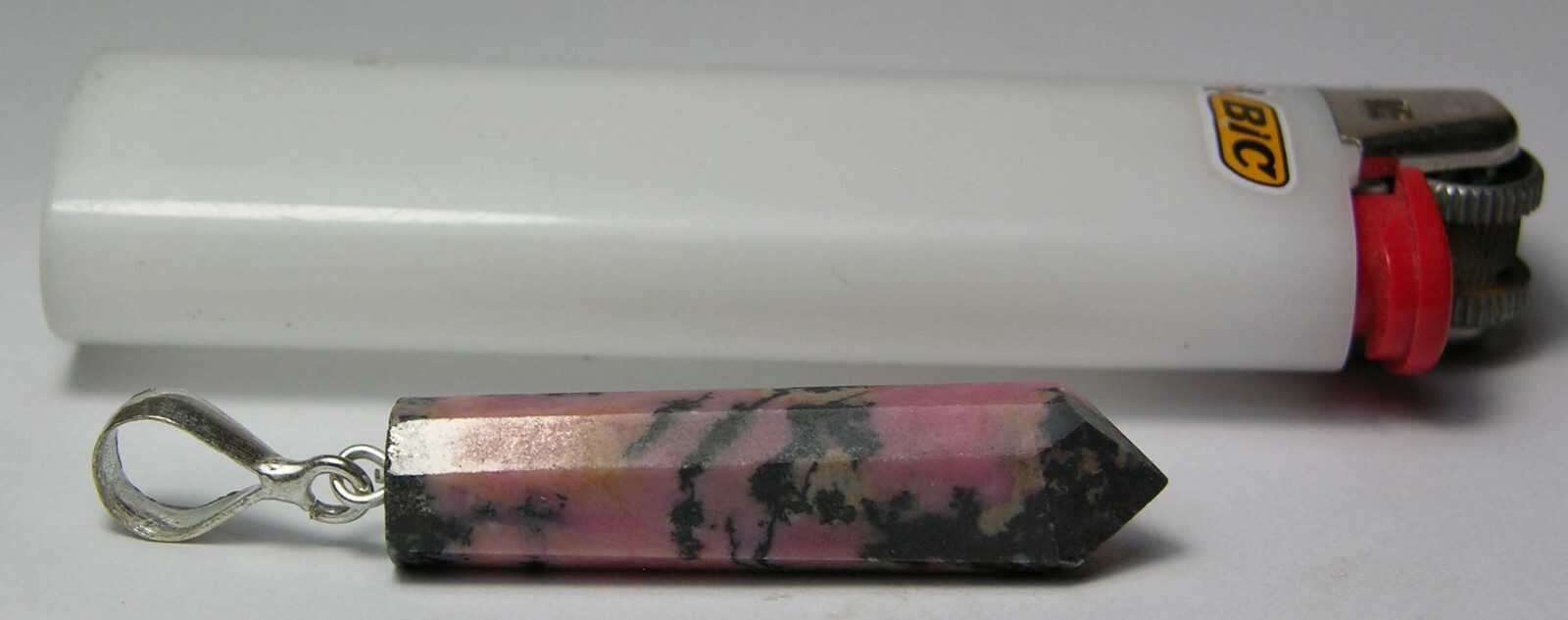 #17 38.00mm Pakistan 100% Natural Pink Rhodonite Crystal Pendant 1 1/2 in