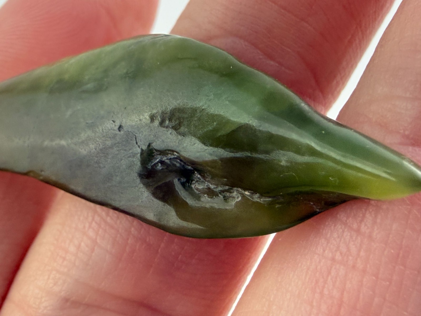 Polished Freeform African Jade Piece Specimen 4.6g Weight 1 5/8 Inch Max Length