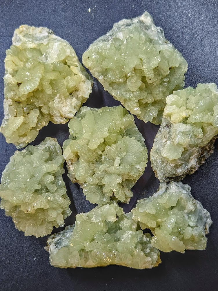 PREHNITE Collectible Specimens Pearl Green Crystal Clusters -Three Sizes
