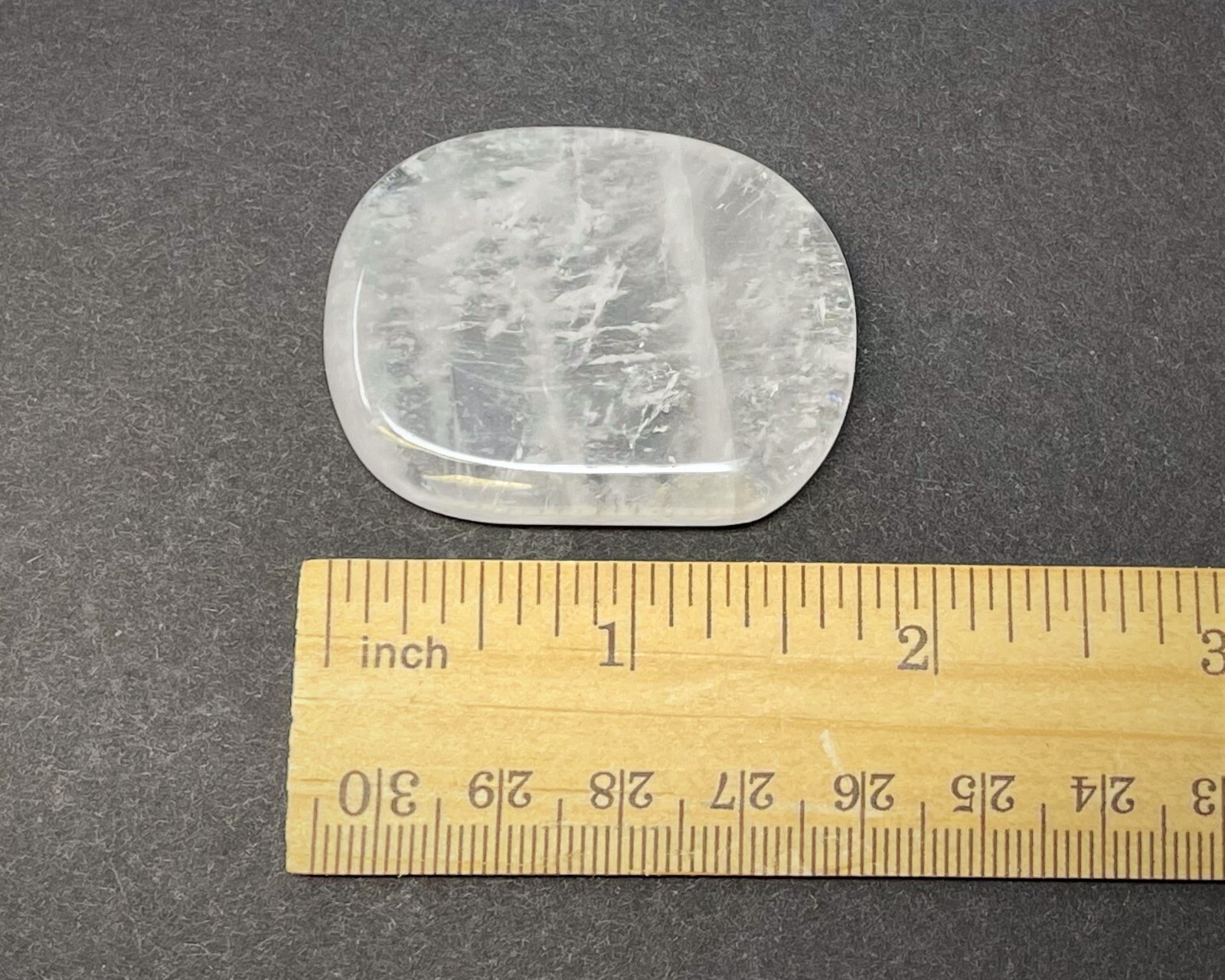 Clear Quartz Pocket Palm Stone MEDIUM (Smooth Polished Clear Quartz Worry Stone)