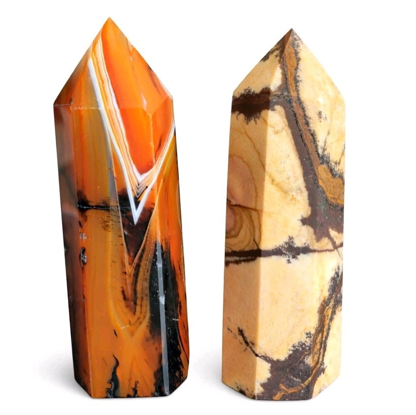 Lot Of 2 Towers Brown Sardonyx & Picture Jasper 166g – USA