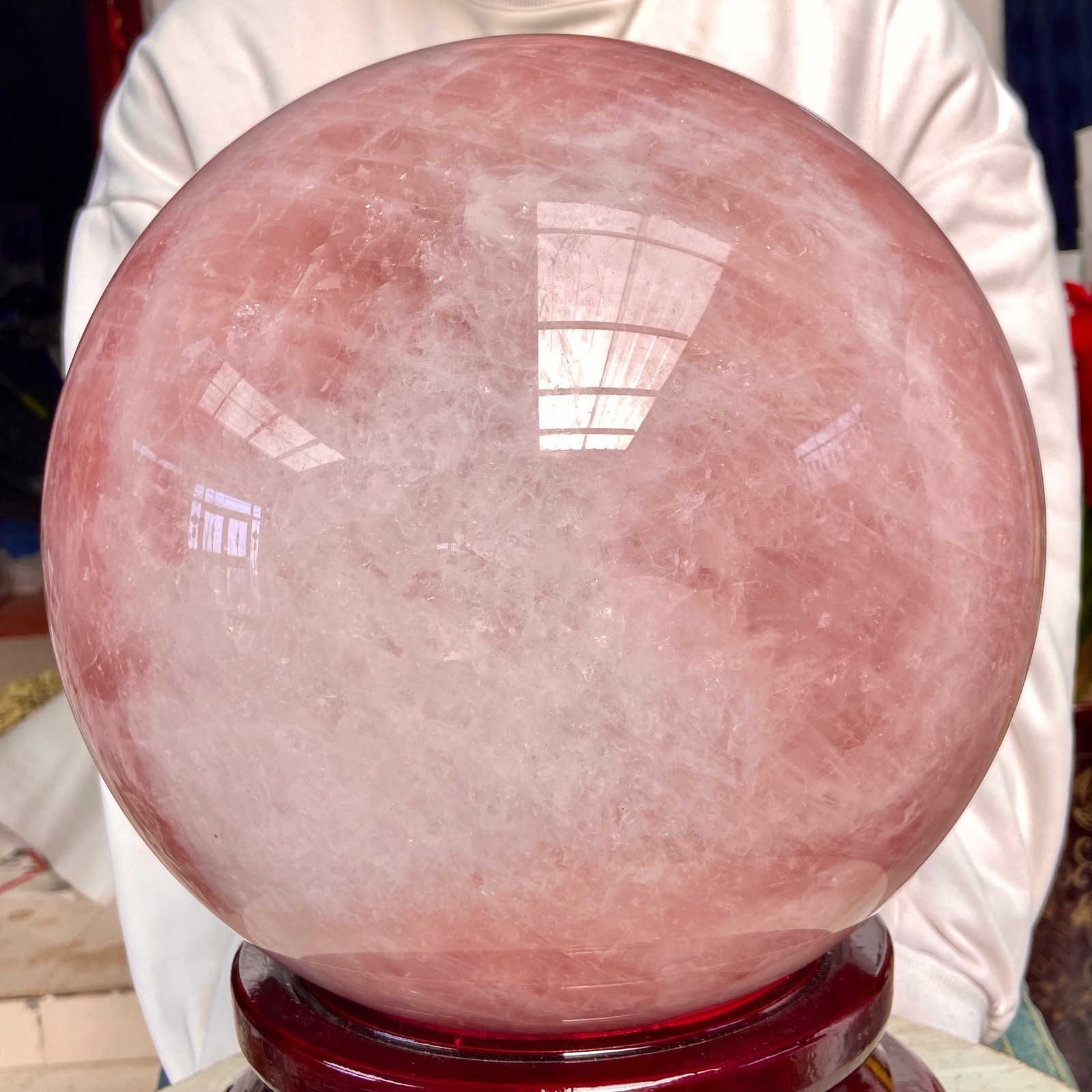 66.13LB Natural Crystal Pink Rose Chakra Quartz Sphere healing ball Specimen