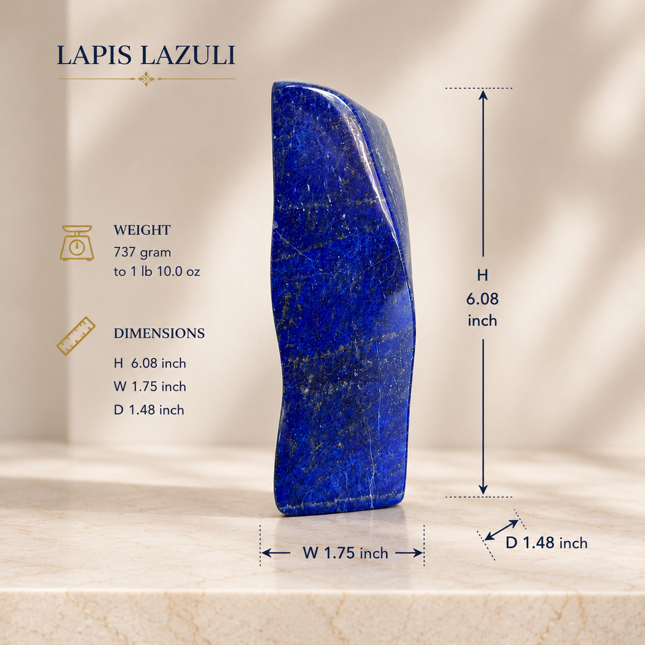 Polished Lapis Lazuli Freeform Display Stone – Afghan Blue Crystal Home Decor