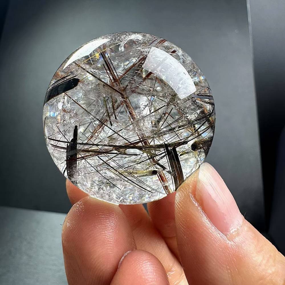 100g Natural Rutilated Quartz Sphere Crystal Ball Mineral reiki Decor