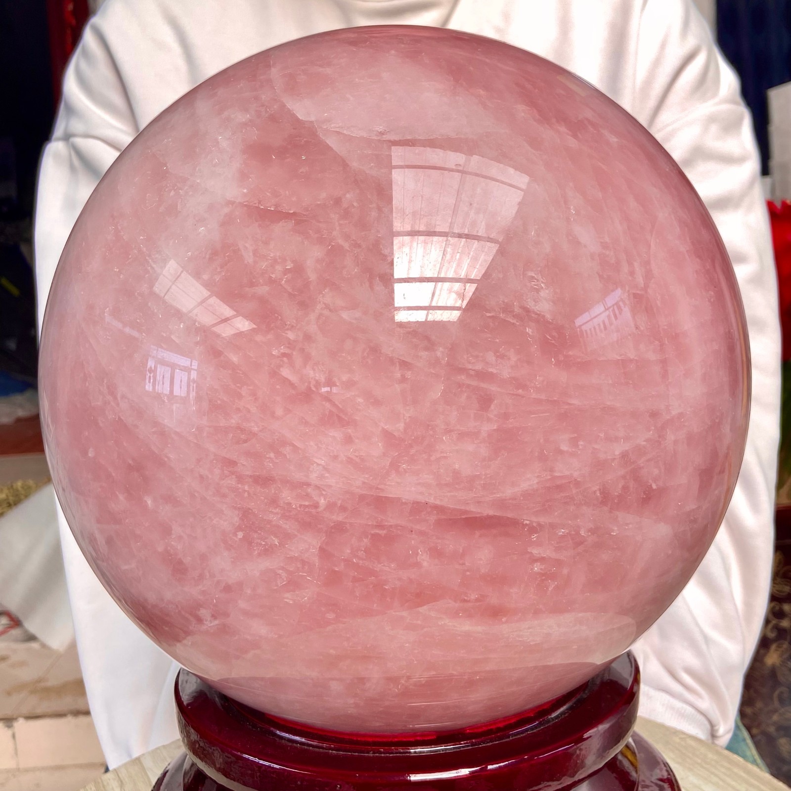 66.13LB Natural Crystal Pink Rose Chakra Quartz Sphere healing ball Specimen