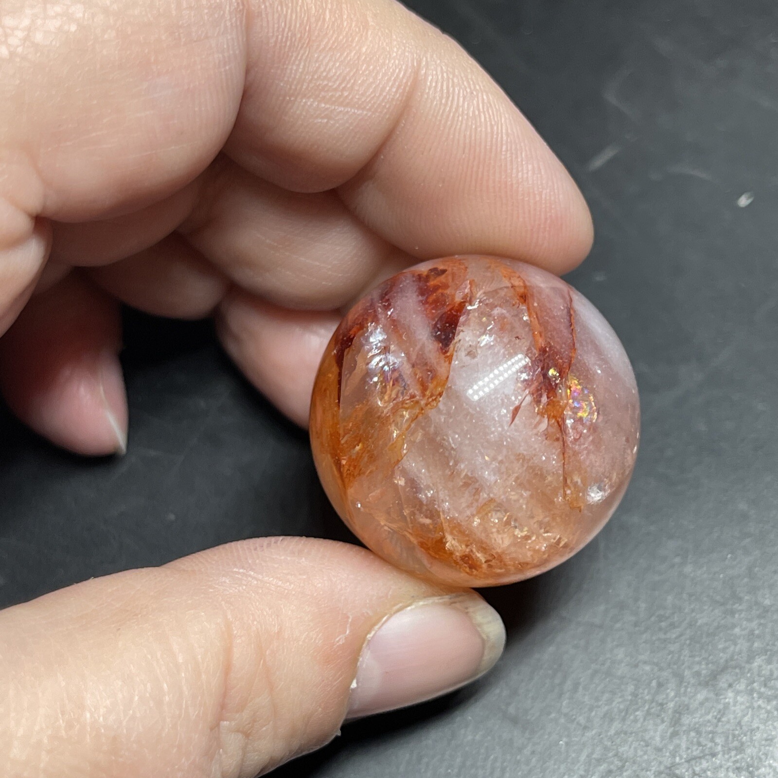 Fire Quartz Hematoid Crystal Sphere Ball Mini Sphere Marble 27.8mm