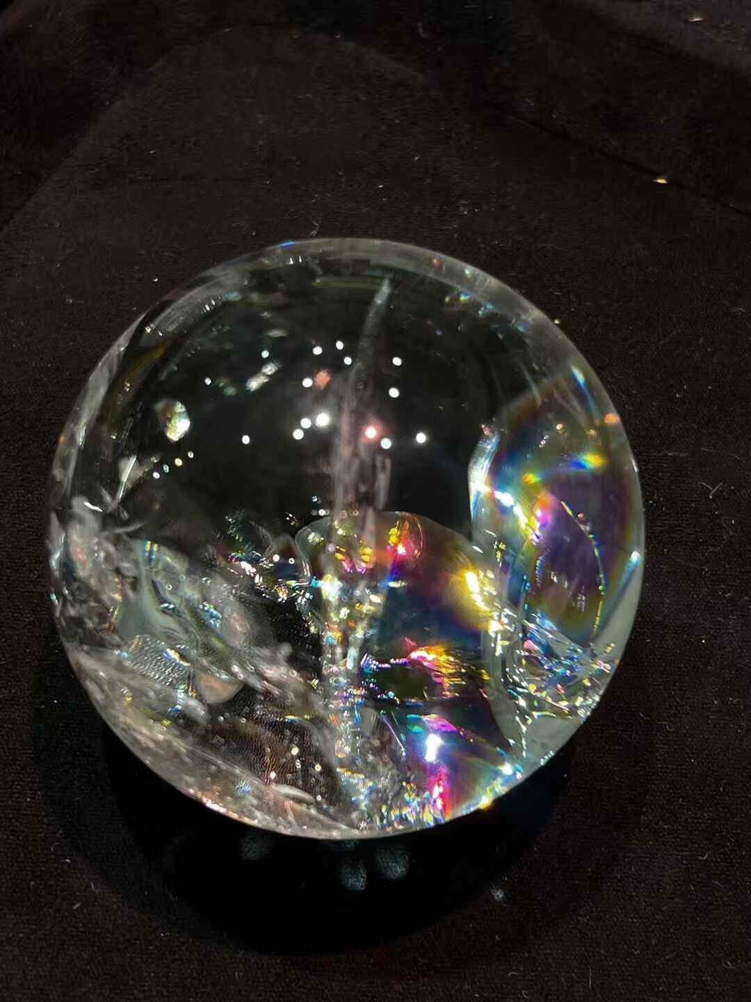 397g Natural Rainbow White Quartz Sphere Crystal Energy Ball Reiki Healing Decor