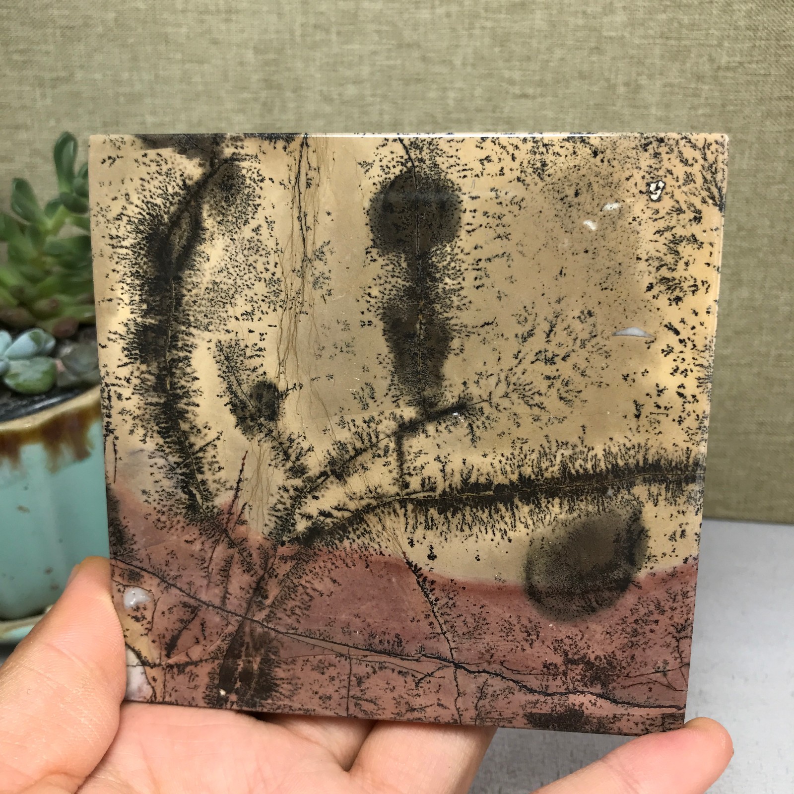 Natural Chinese painting stone crystal ornaments for home decoration 259g A5362