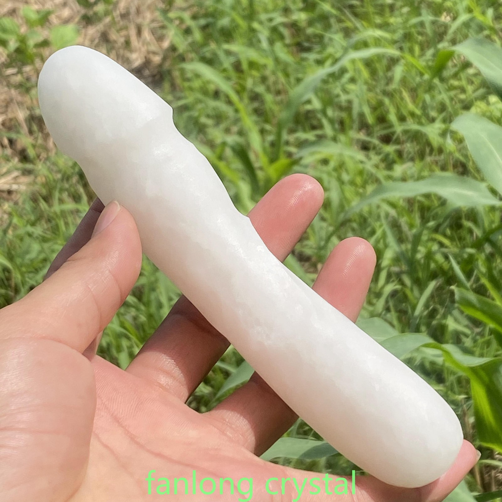 6in Natural White jade Male Penis Quartz Crystal Skull Massager scrub Gem 1PC