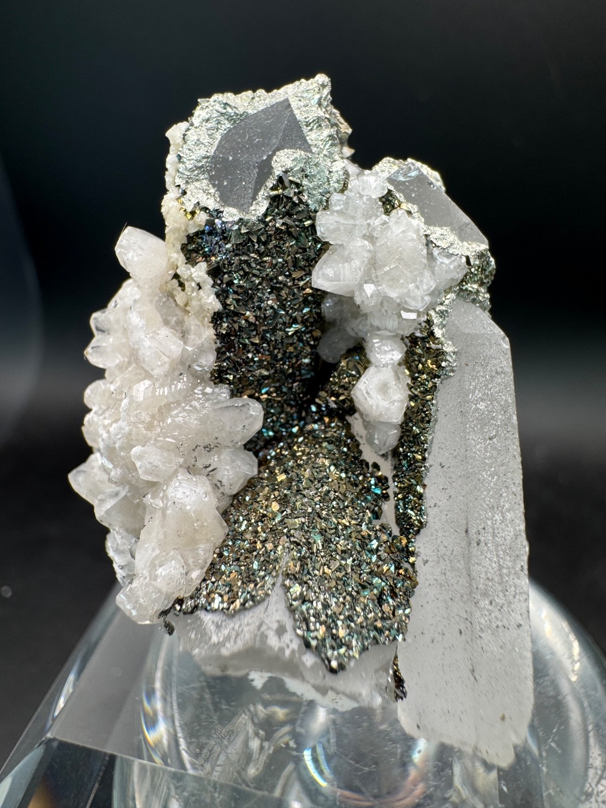 6609 High Quality Multicolor Pyrite and Calcite on Quartz Hu Bei 45g