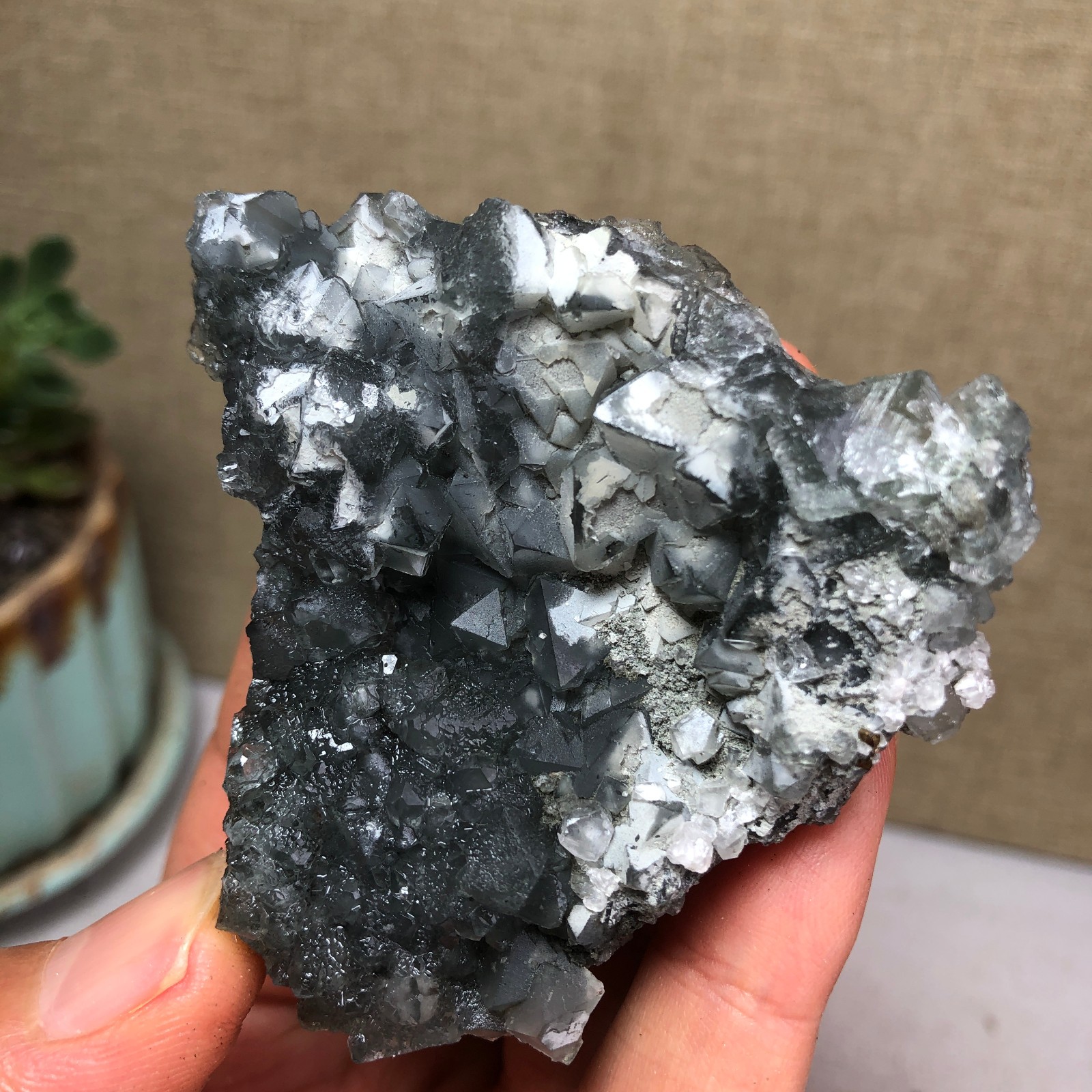 78g NATURAL Green Cubic FLUORITE Crystal Cluster Mineral Specimen A4734