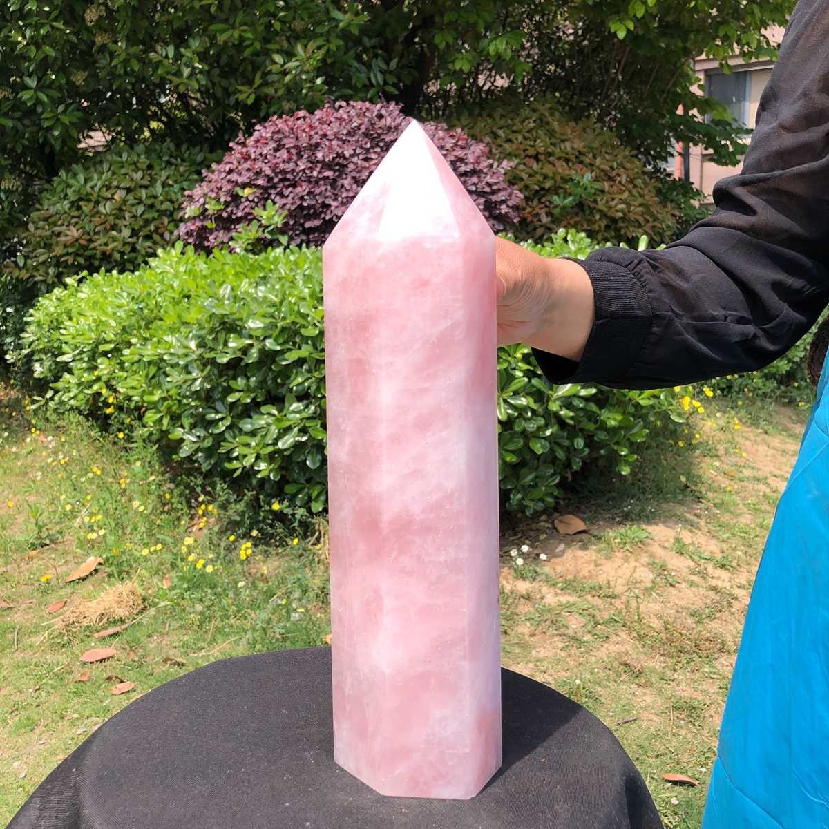 9.19LB Natural rose quartz obelisk pink crystal tower point healing decor