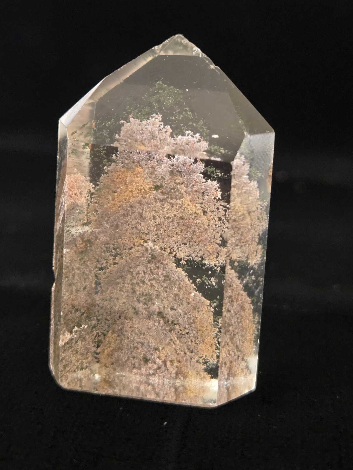 1 5/8″ Natural Polished Garden Quartz Tower Lodolite And Chlorite Phantoms