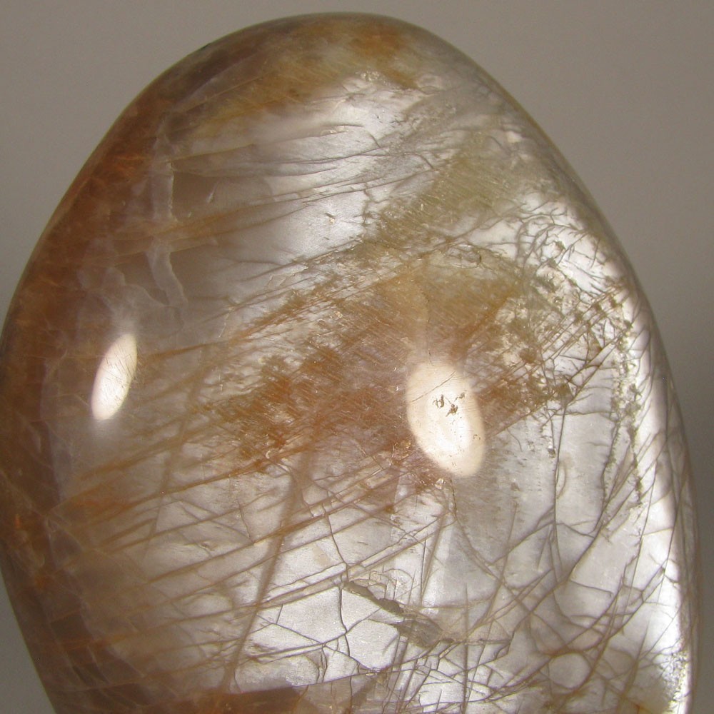 4.1″ PEACH MOONSTONE Gemstone Polished Freeform Standup – Madagascar – 1.6 lbs.