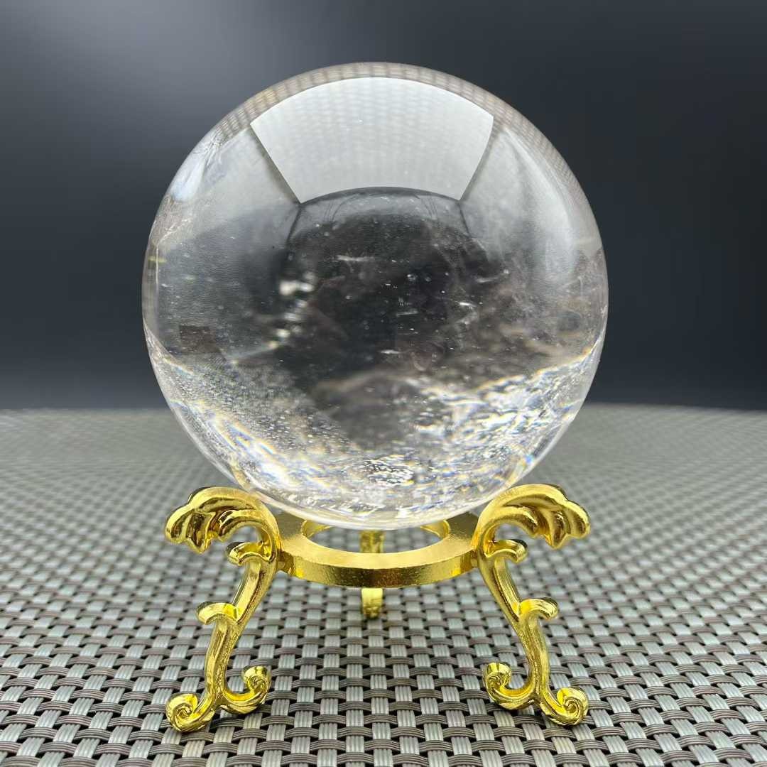 1.43LB Natural Rainbow White Quartz Sphere Energy Crystal Ball Reiki Decor