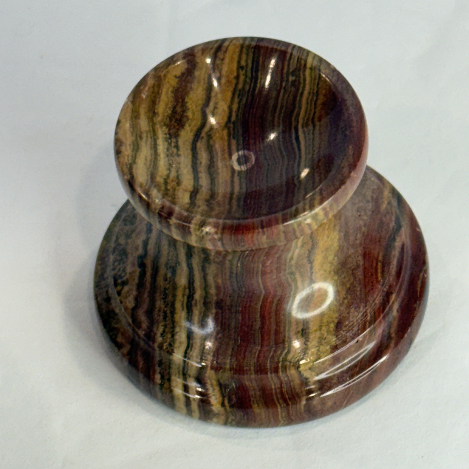 Collector-Grade Banded 🤎 Brown Onyx Sphere on Pedestal • 631g Natural Stone