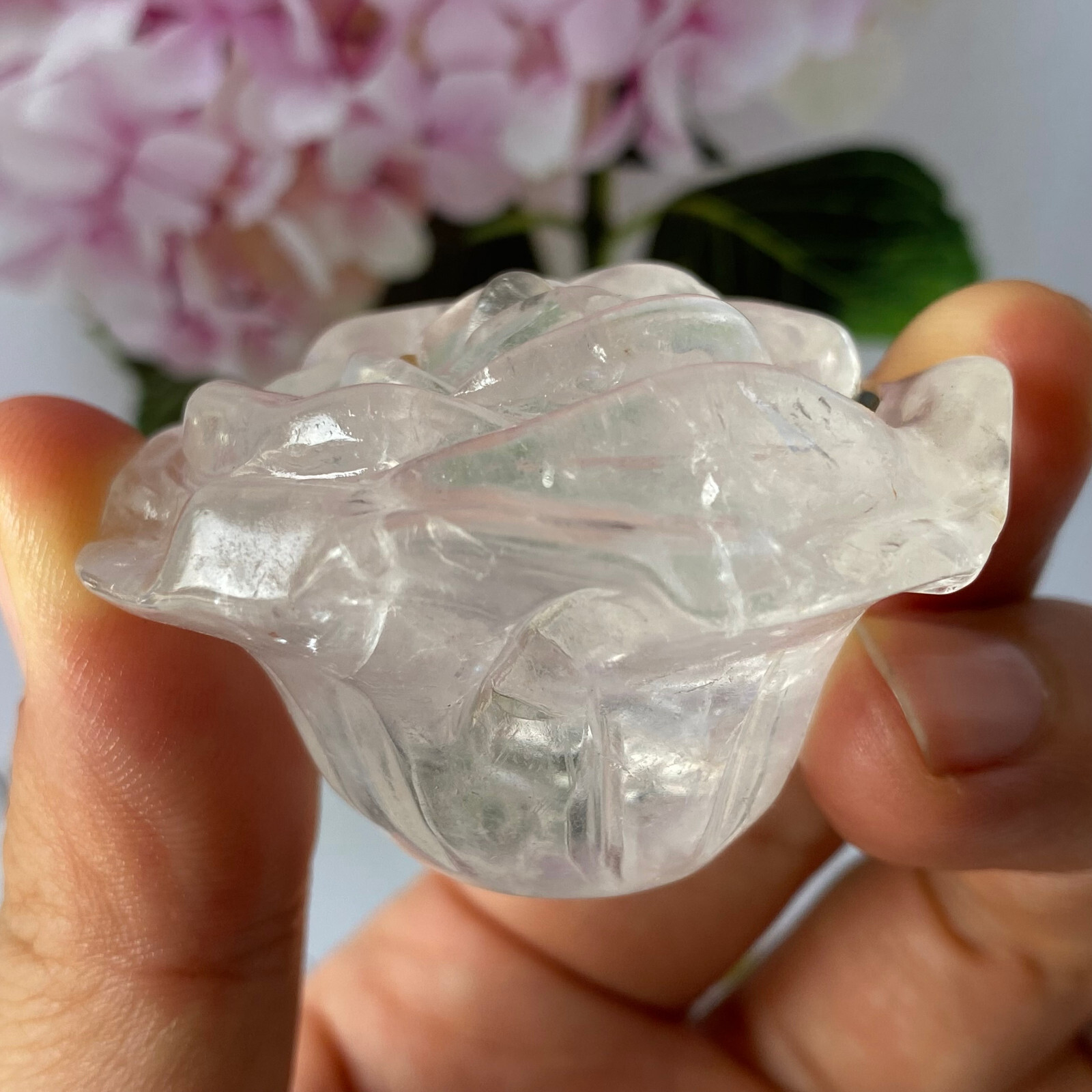 Natural clear quartz roses flowers skull hand carved reiki Healing 1pc