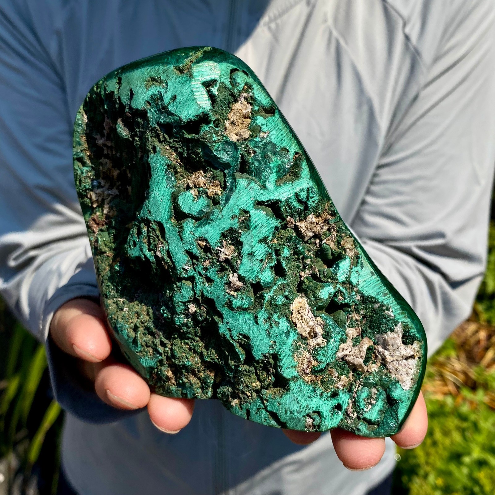 1.43LB Natural glossy Malachite transparent cluster rough mineral sample