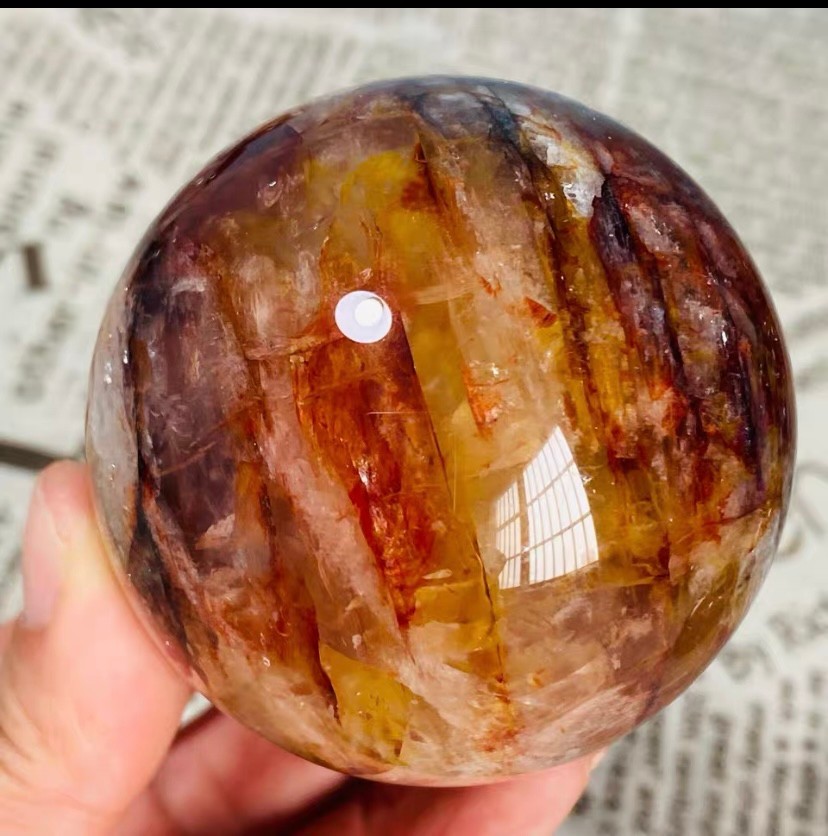 356g Natural Red Gum Flower Ball Crystal Sphere Specimen Energy Healing Reiki