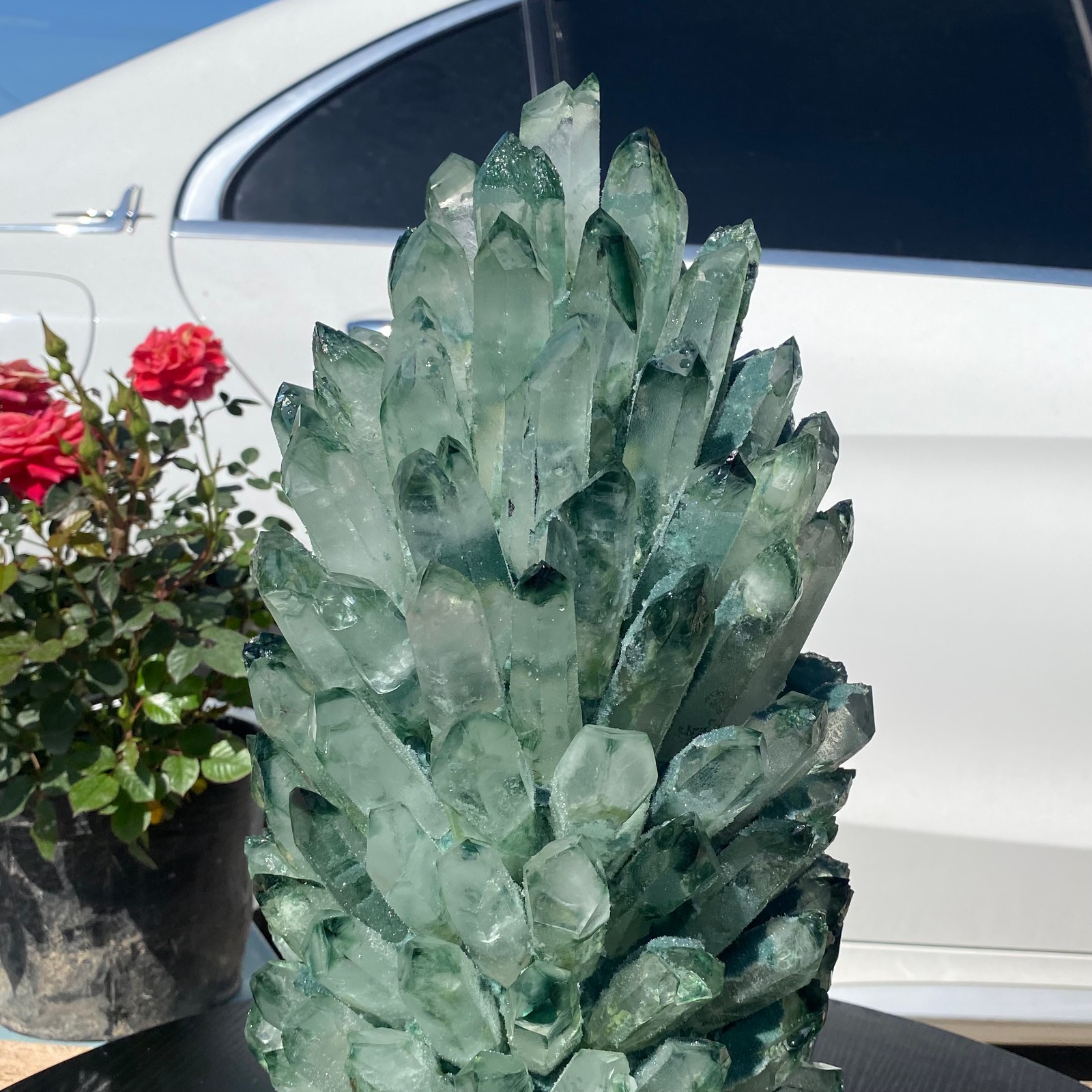 30LB Newly discovered green phantom quartz crystal cluster minerals