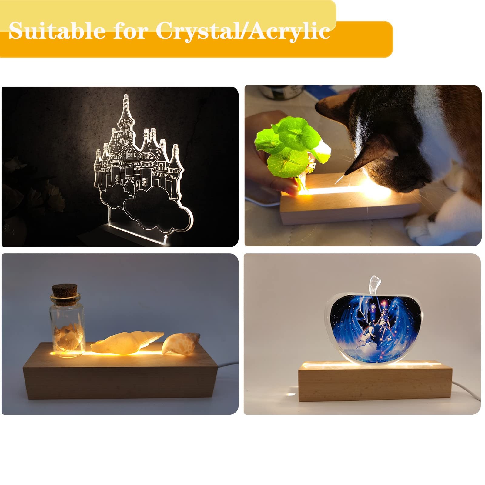 6 inch Rectangle Display Pedestal, Warm Color Rectangle Led Lights Display Ba…