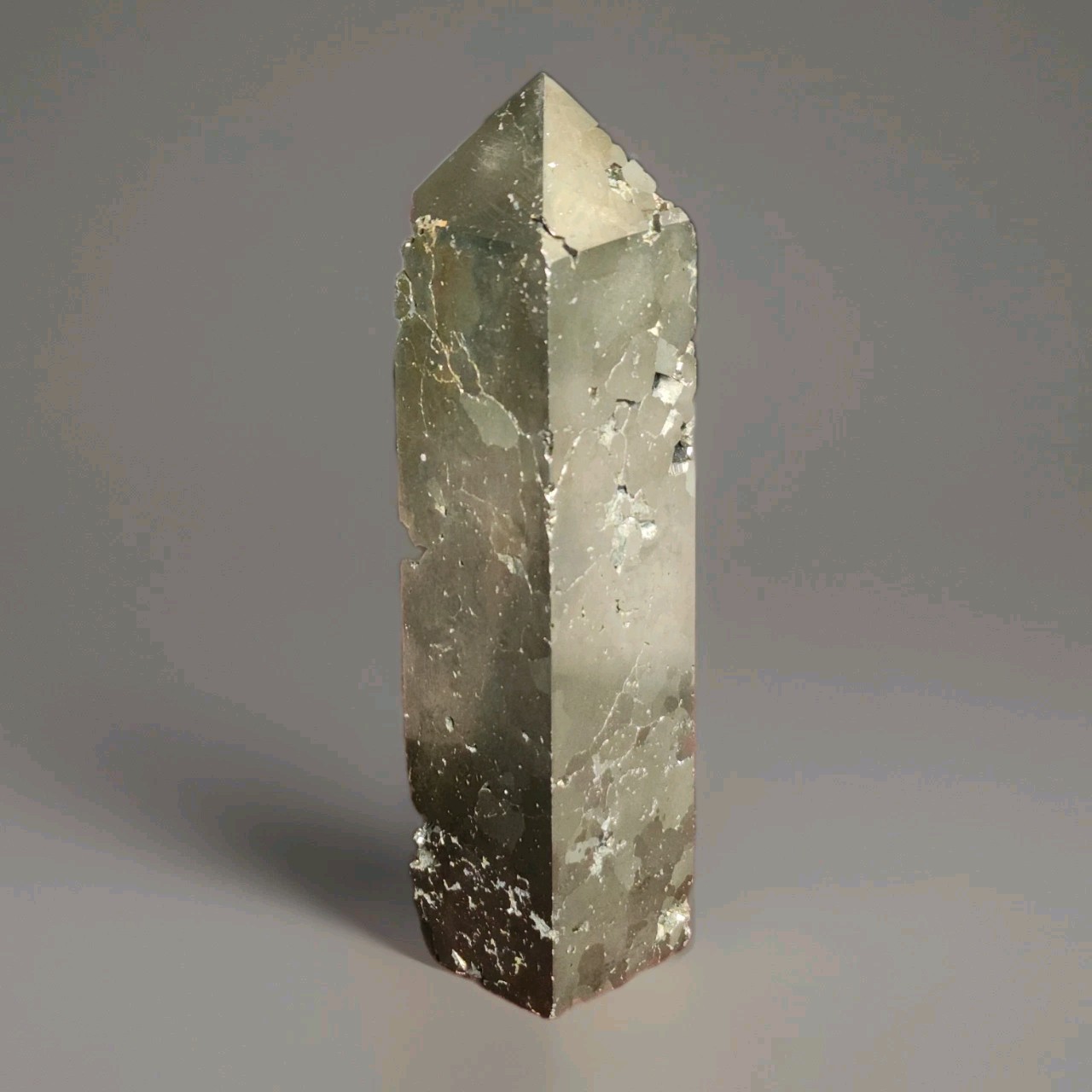 Large Natural Polished Druzy Pyrite 4-Sided Tower 5.25″ – 500g – USA