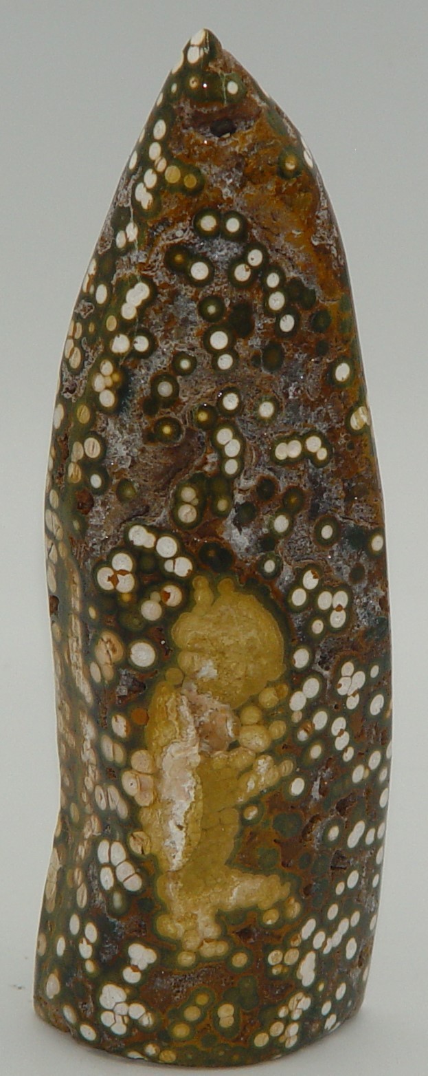 Ocean Jasper Bubble Orbicular Tower 8th Vein OJ Polished Crystal 5.75″ 356g