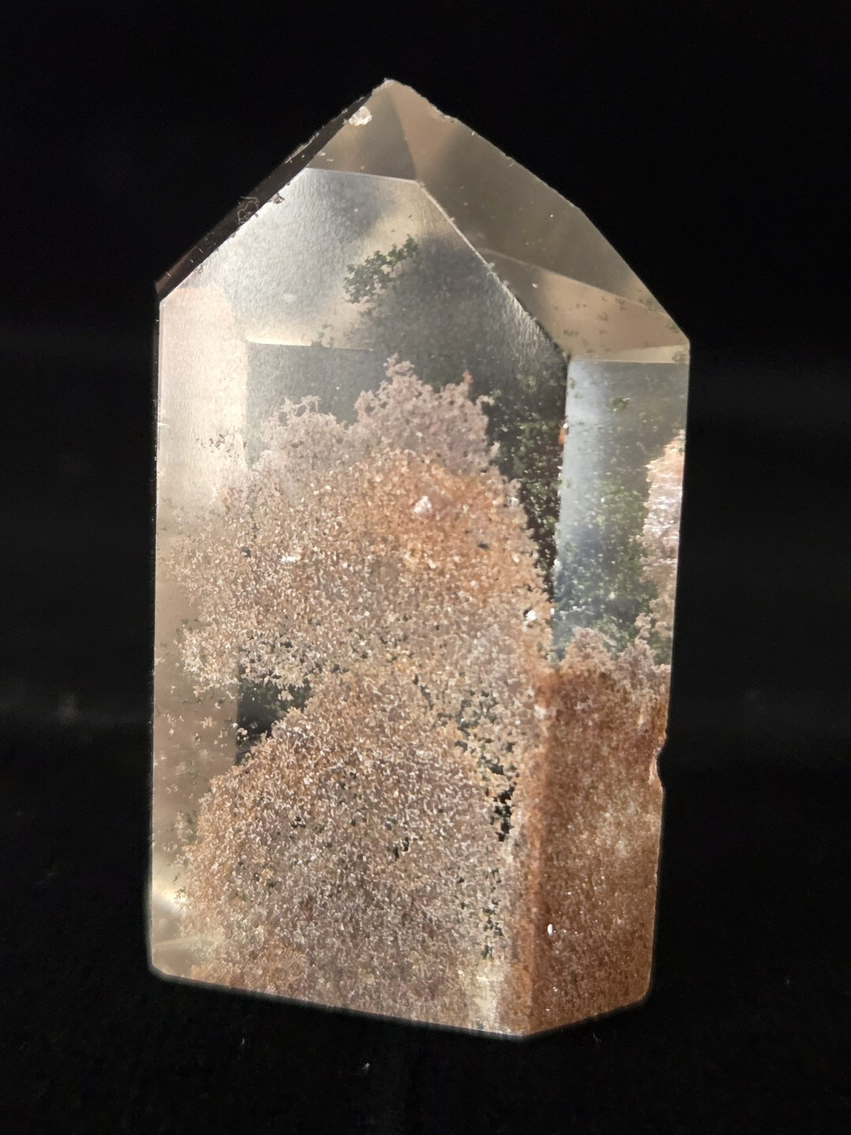 1 5/8″ Natural Polished Garden Quartz Tower Lodolite And Chlorite Phantoms