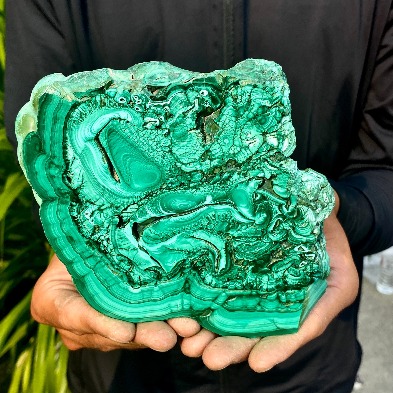 1.58LB Natural Green Malachite Crystal Flaky Pattern Ore Specimen Quartz Healing