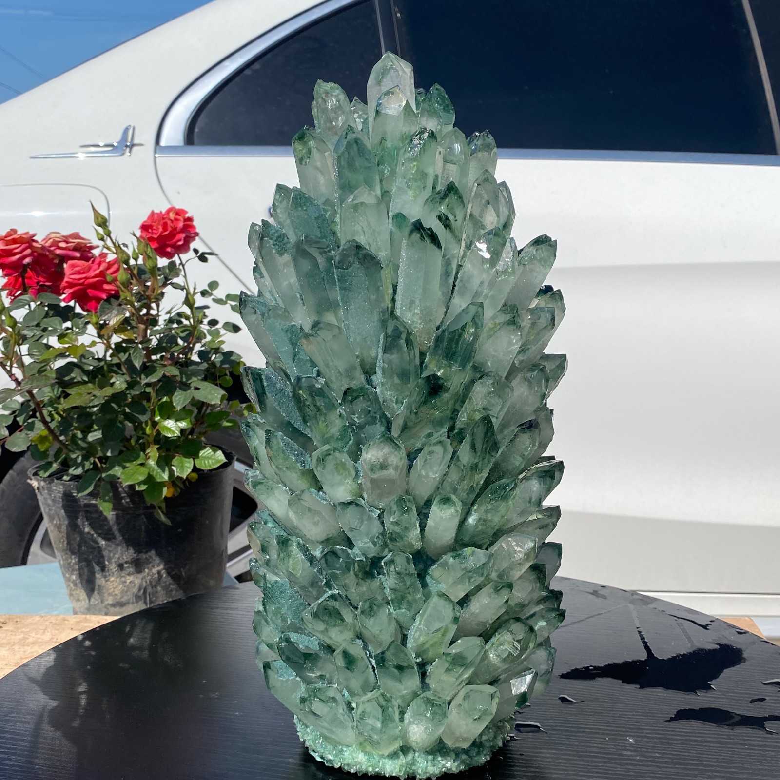 30LB Newly discovered green phantom quartz crystal cluster minerals