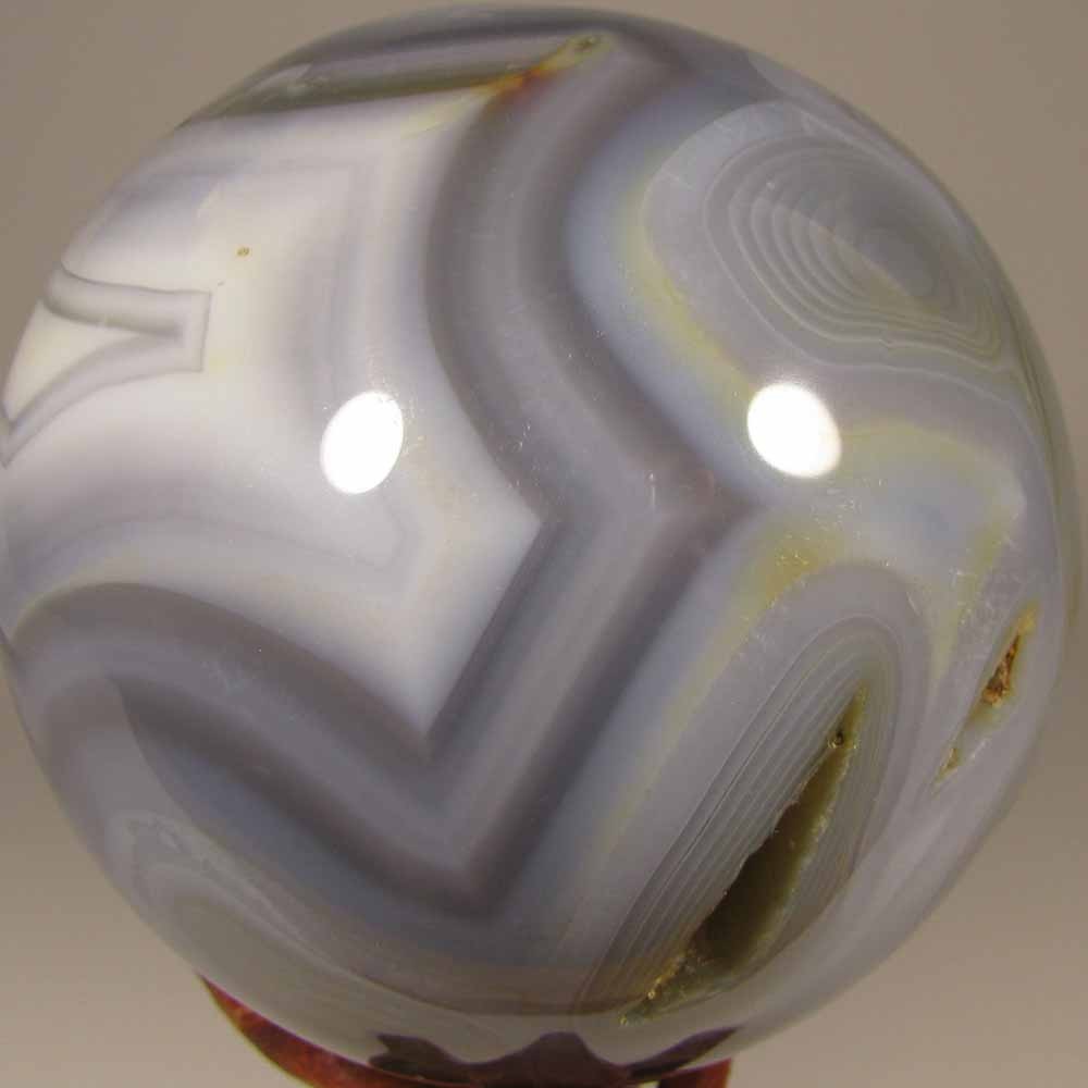 3″ BANDED AGATE Crystal Sphere Ball w/ Stand – Madagascar – 76mm – 1.4 lbs.