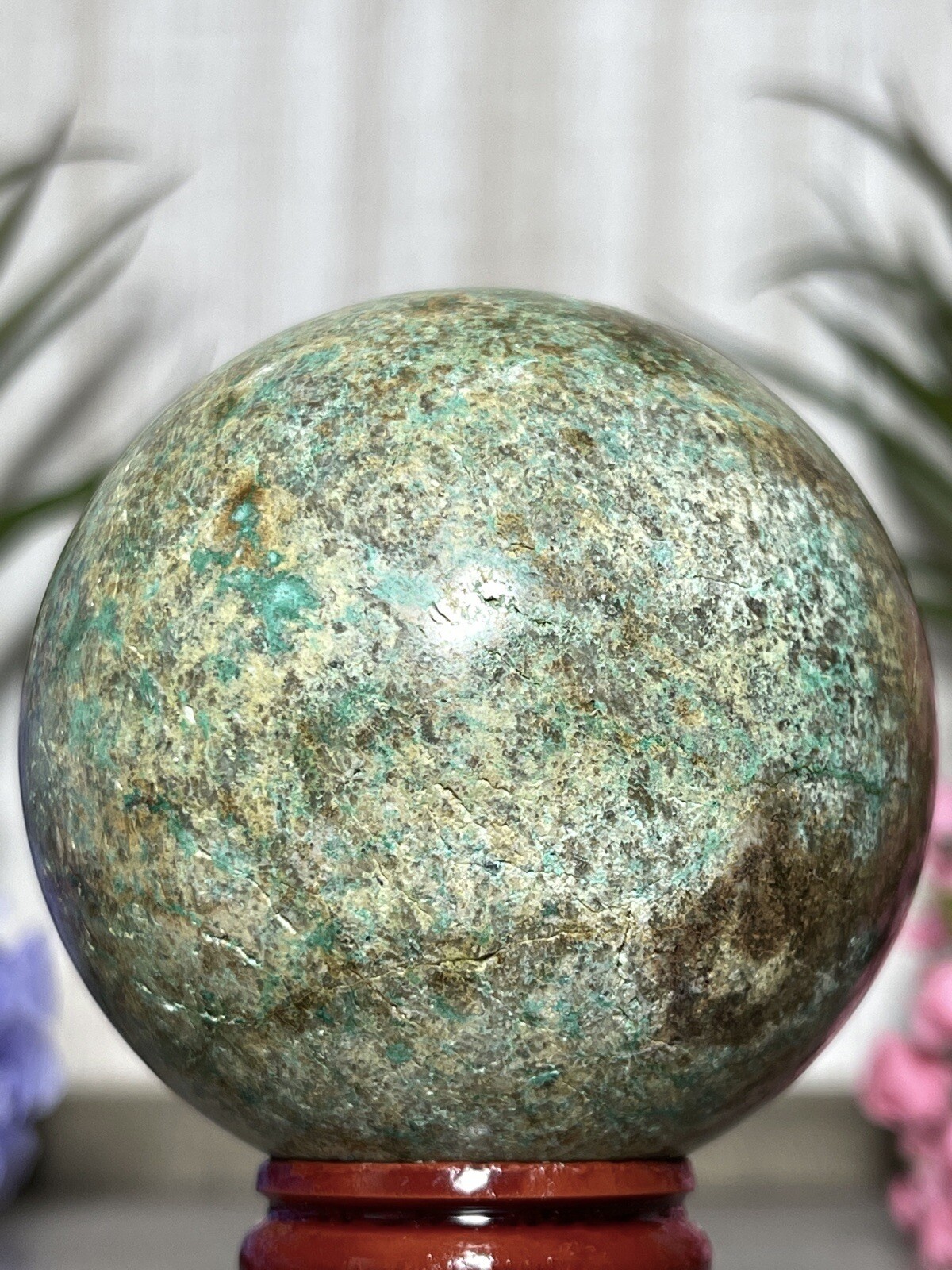 57mm PHOENIX SPHERE – Green Blue Mineral Copper Ore Malachite Turquoise Crystal