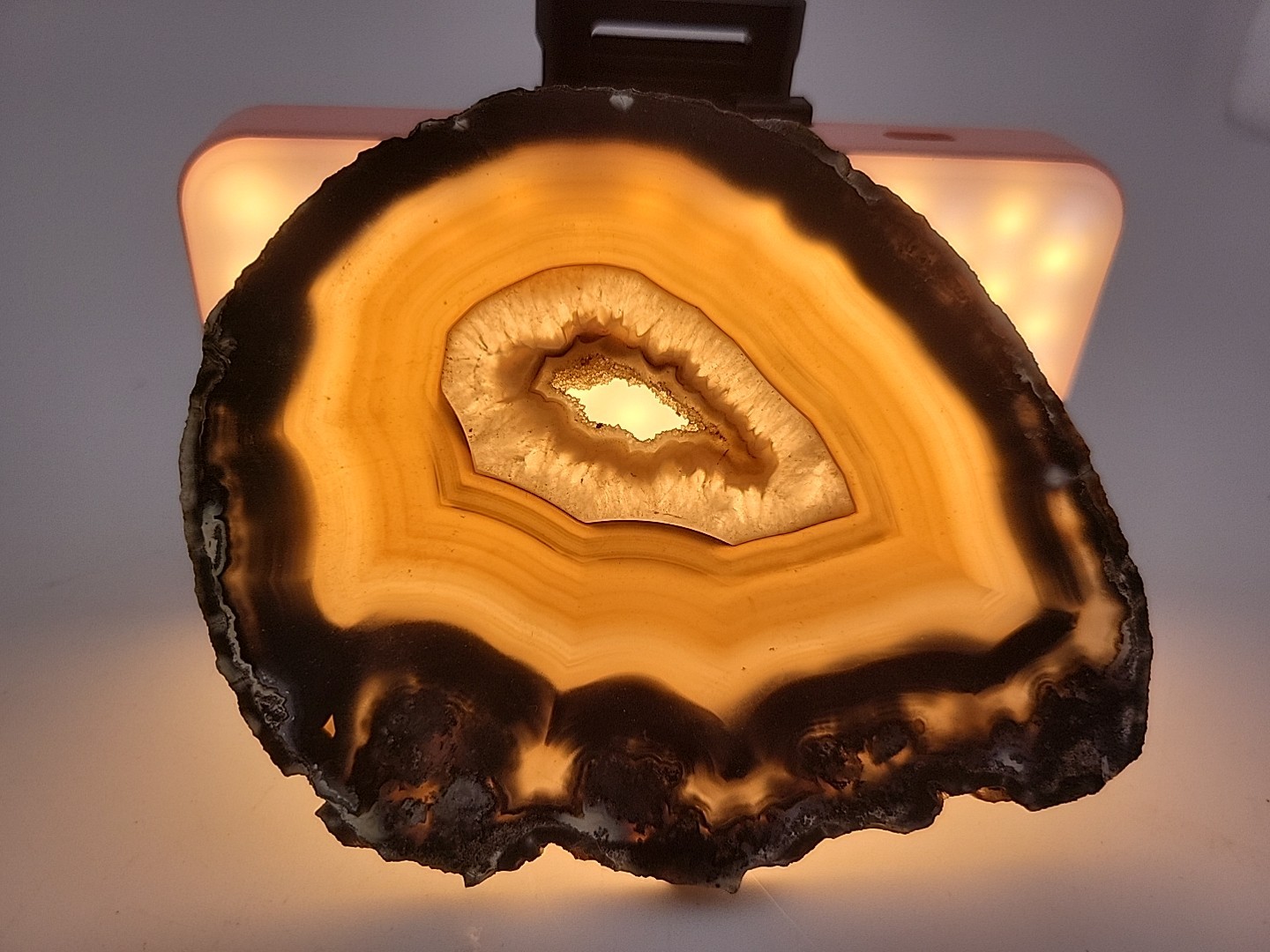 Carnelian Agate Slab Slice Geode~Quartz Center~4oz Opaque Blk Golds GORGEOUS!