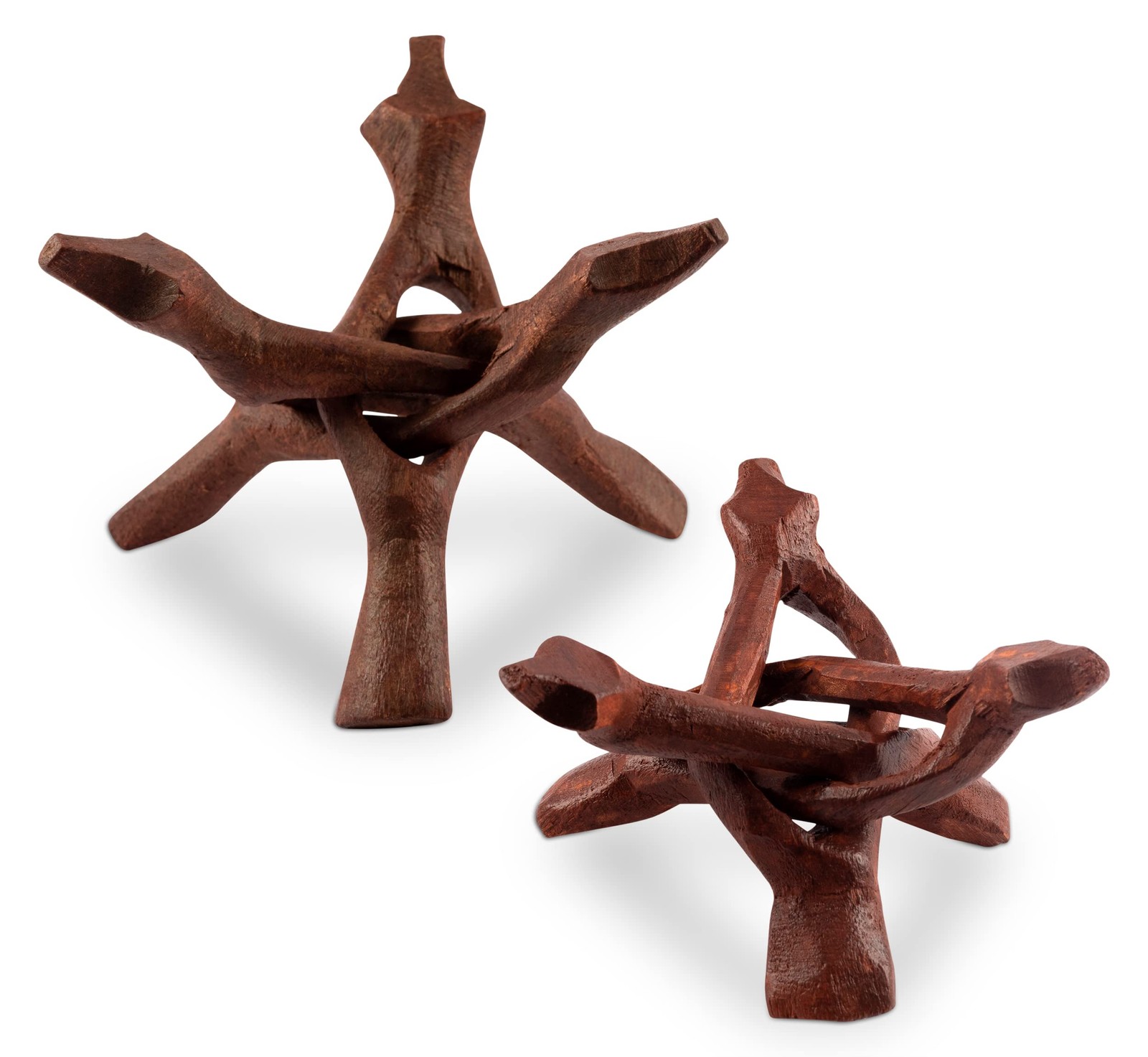 2PCS Wooden Tripod Stands 4″ & 6″ for Crystal Balls, Geodes, Decorative Bowls