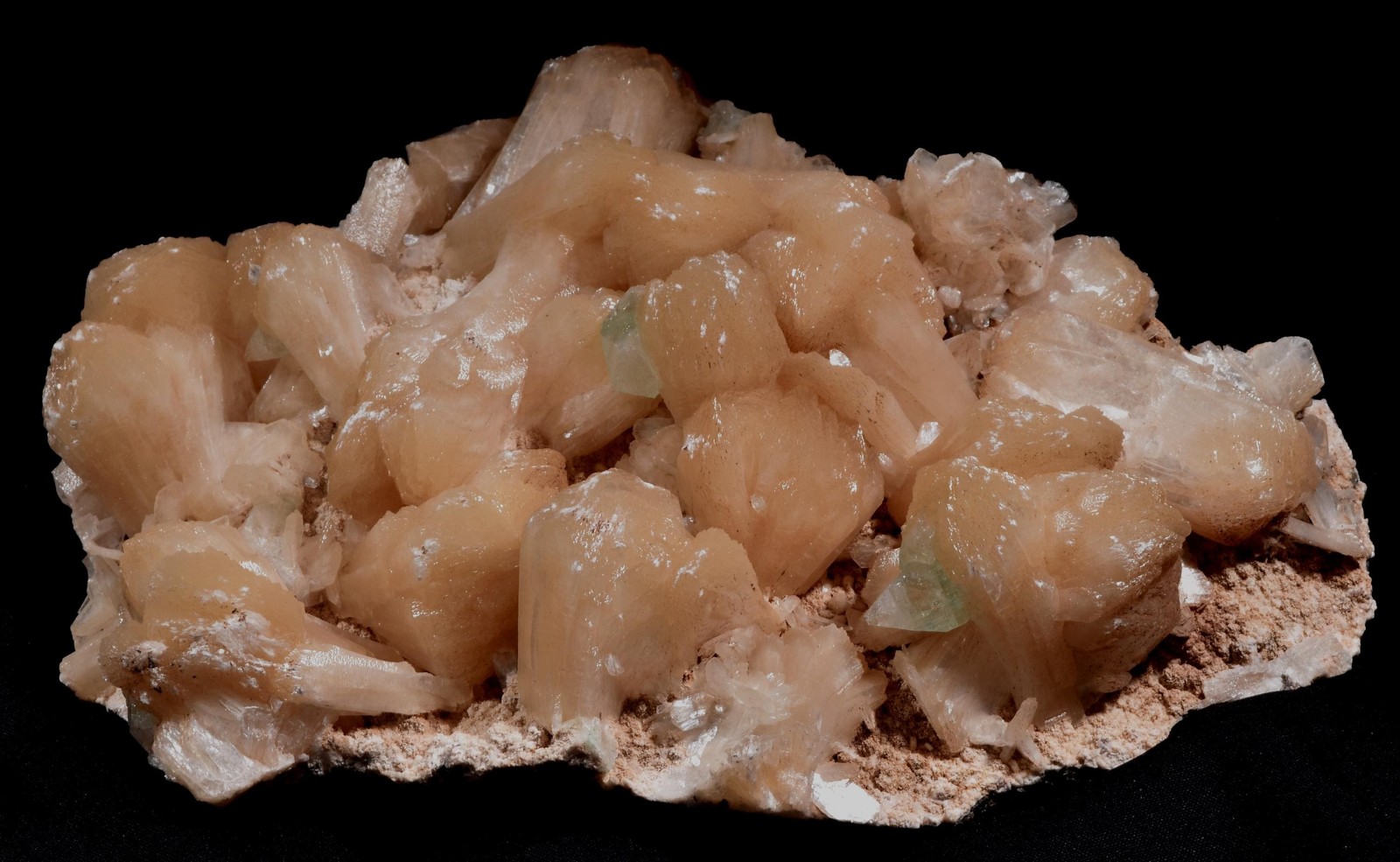 Peach stilbite flower with dash of green appophylite psychic intuition #1005