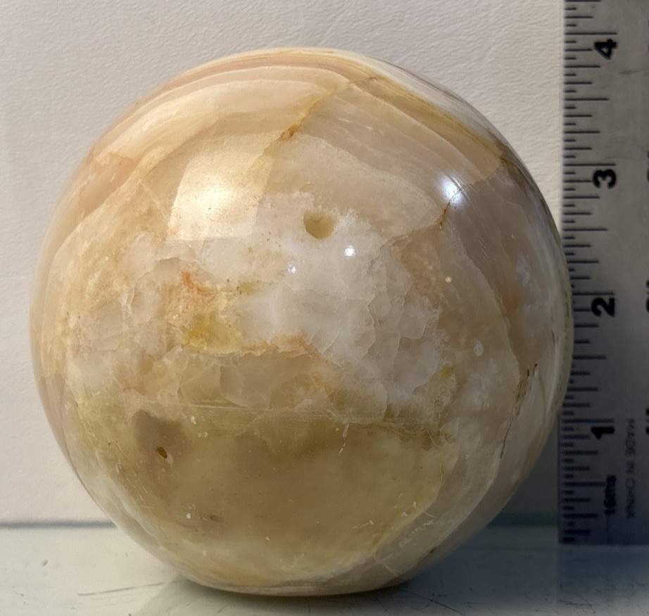 Vintage Marble Stone Sphere Ball Decorative Orb 4in Diameter Display Decor