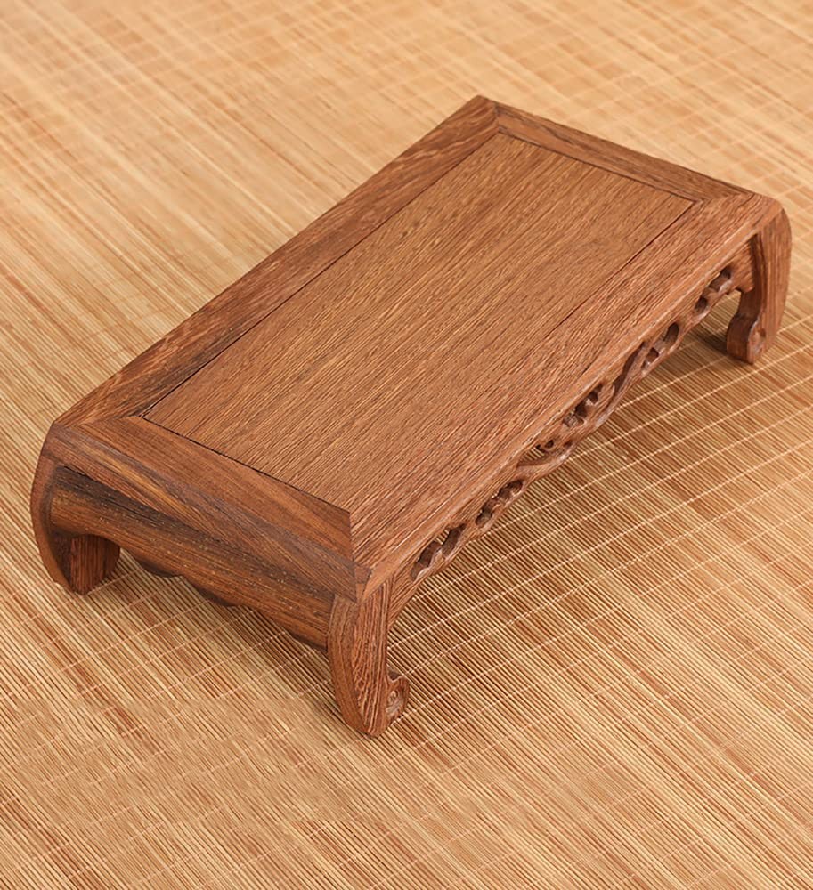 Oriental Furniture Chicken Wing Wood Base Rectangle Solid Carving Pedestal St…