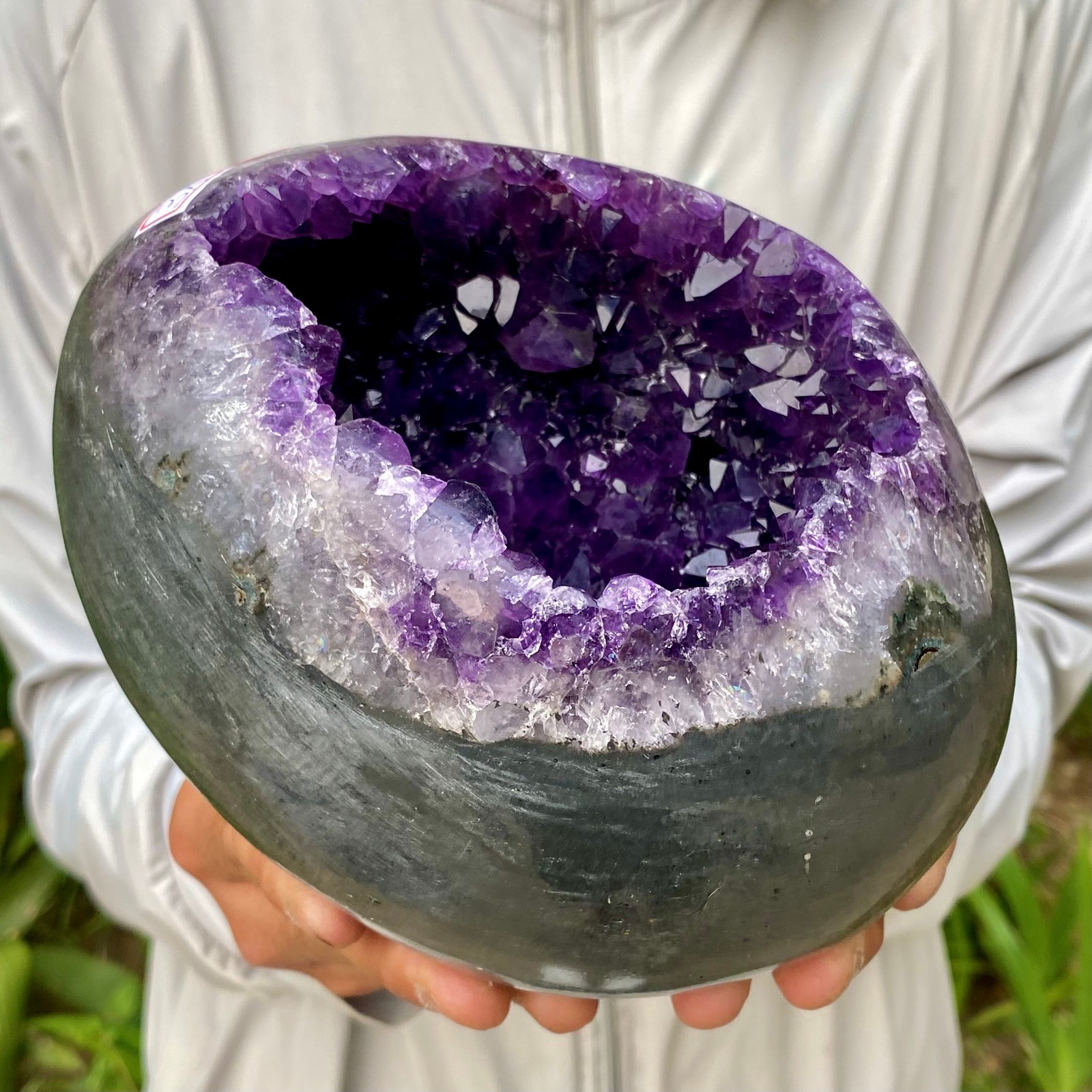 6.81LB High quality Natural Amethyst geode quartz crystal Dinosaur egg healing