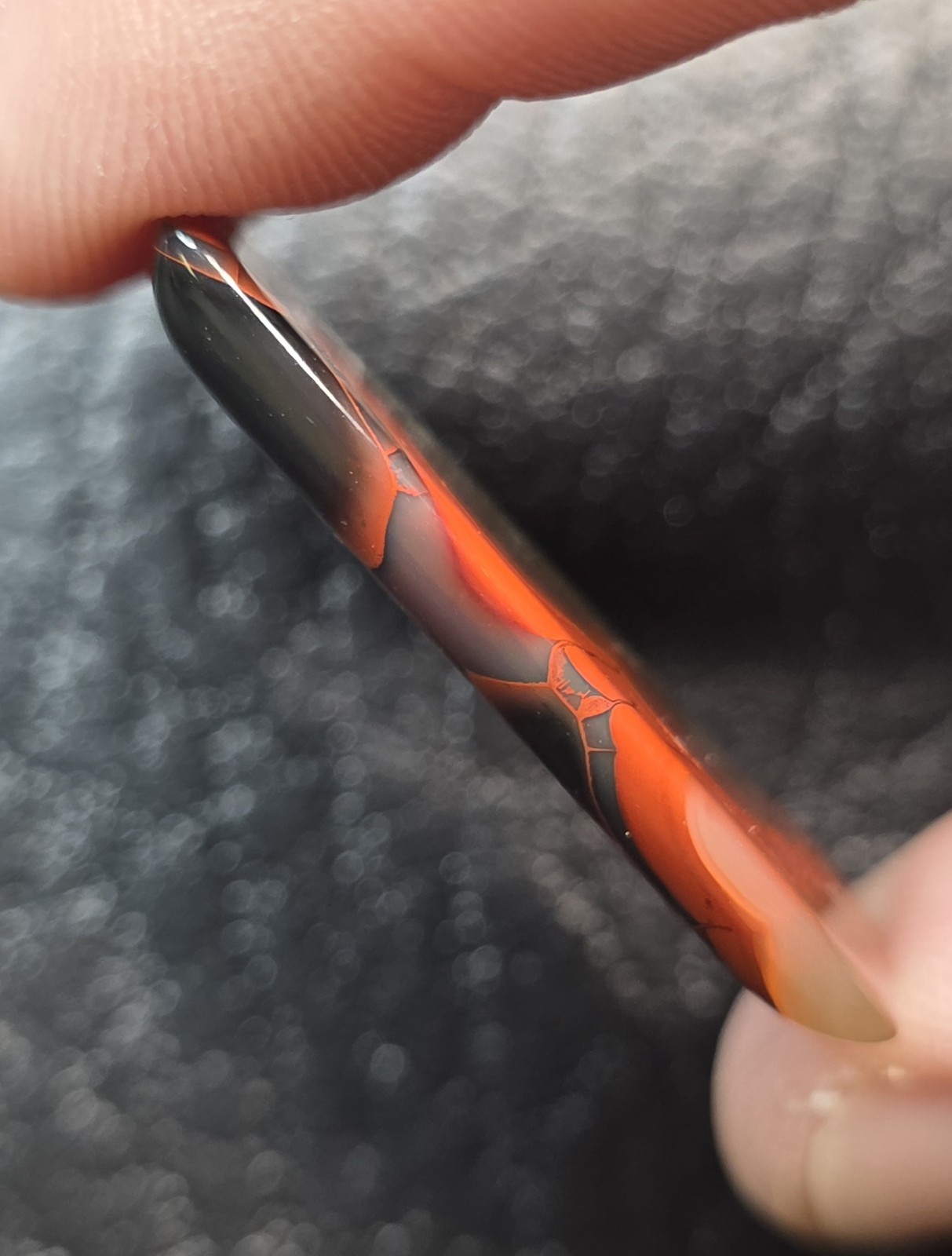 Beautifully banded Red Black Clear Kentucky Agate Cabochon Ready to set #C-14