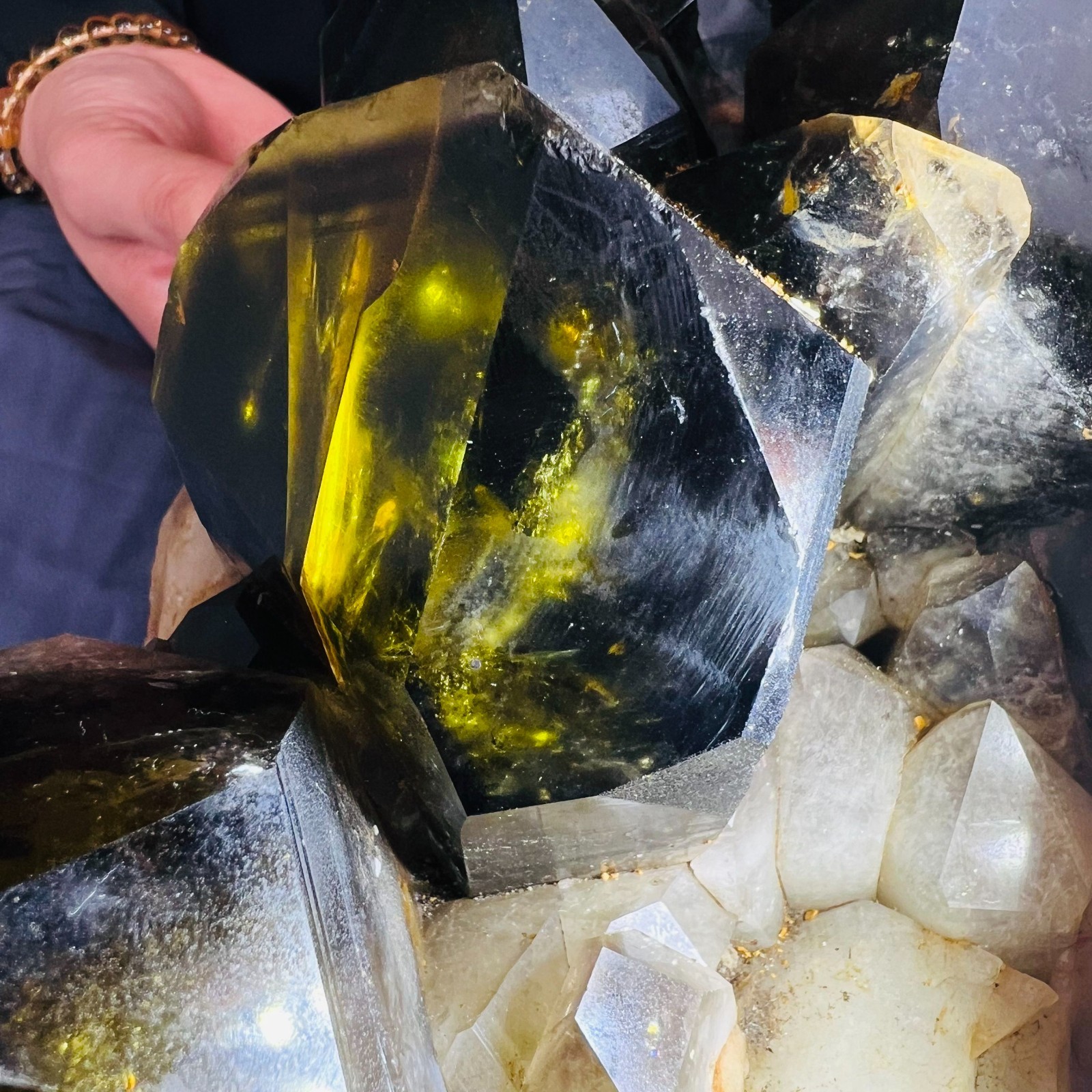 14.3LB natural Crystal black yellow clusters Aura Quartz Crystal Healing