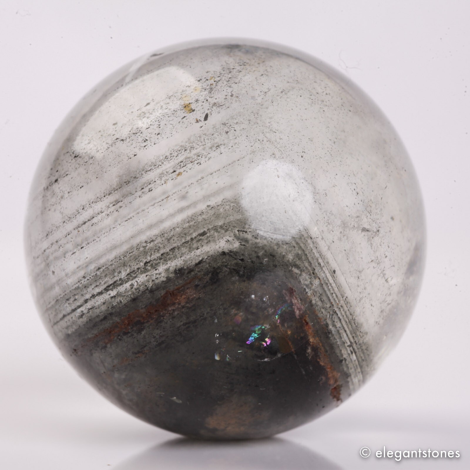 91g40mm Natural Garden/Phantom/Ghost/Lodolite Quartz Crystal Sphere Healing Ball
