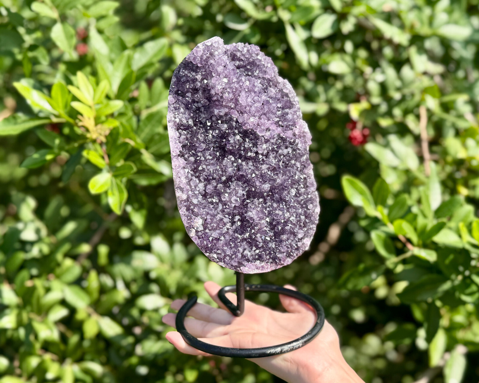 Amethyst Crystal Geodes On Metal Stands – Natural Amethyst Cluster Specimens