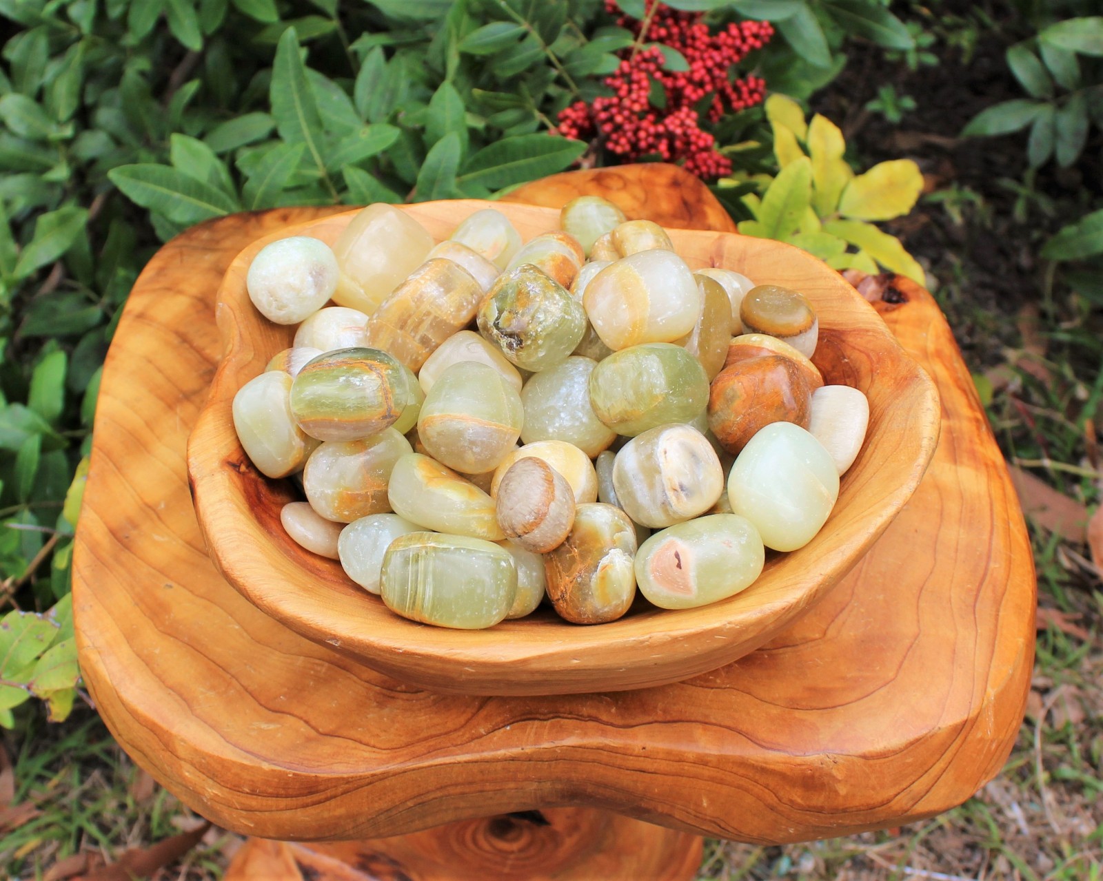 Green Calcite Tumbled Stones: Choose Ounces or lb Bulk Wholesale Lots (A Grade)